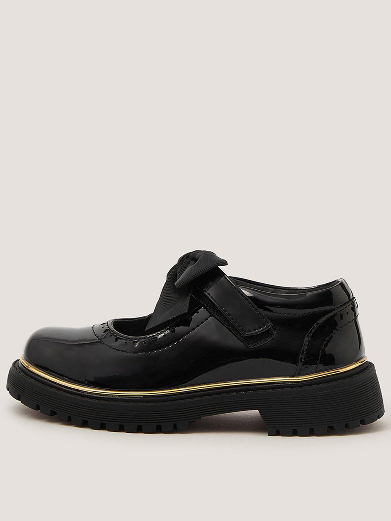 Image 1 of 4 of Monsoon Girls Brogue Mary Jane Bow Shoes - Black