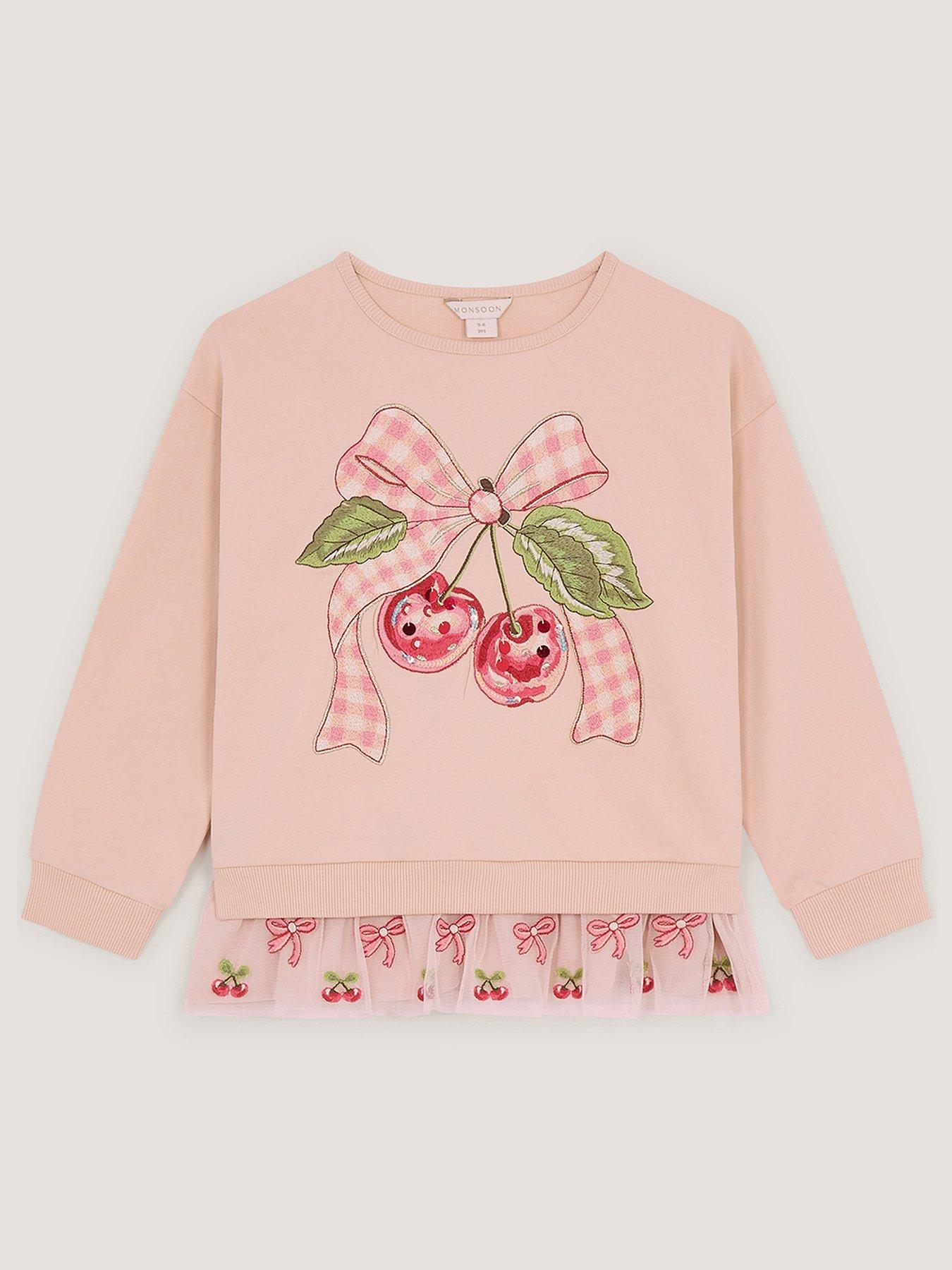 Image 2 of 4 of Monsoon Girls Mon Cheri Peplum Co-Ord Sweat Top - Pink