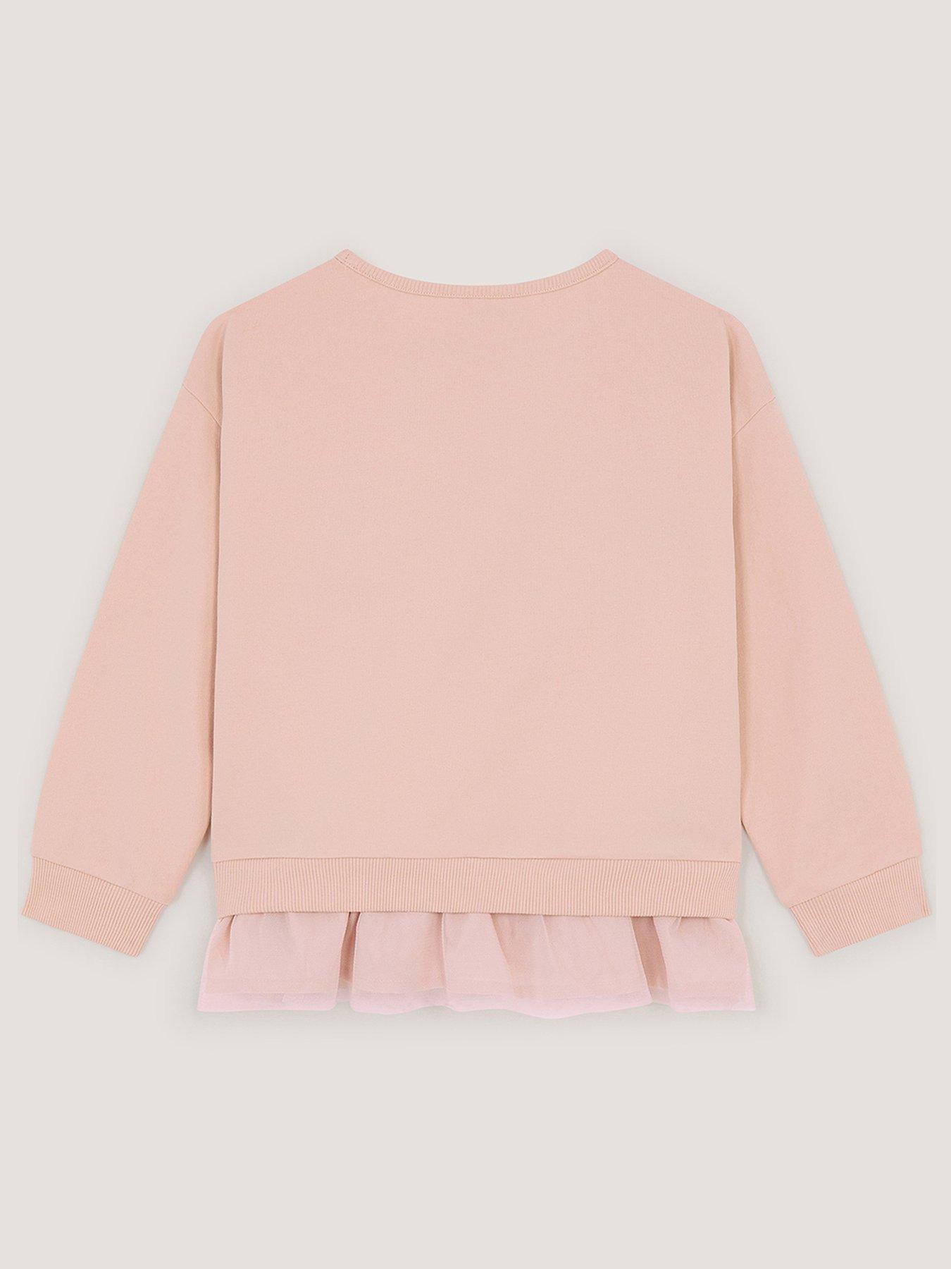 Image 3 of 4 of Monsoon Girls Mon Cheri Peplum Co-Ord Sweat Top - Pink