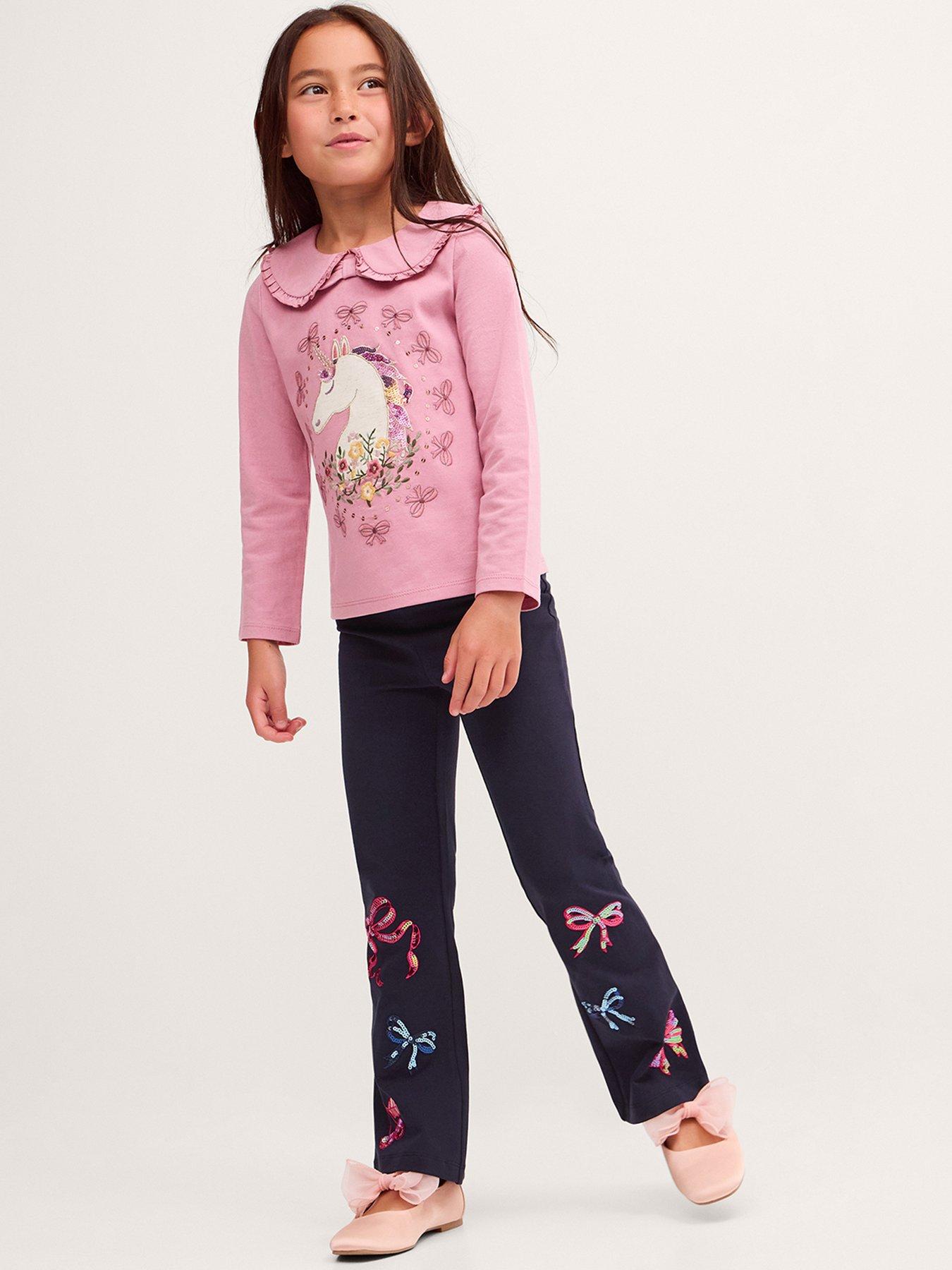 Monsoon Girls Mon Cheri Co-Ord Kickflare Leggings - Navy