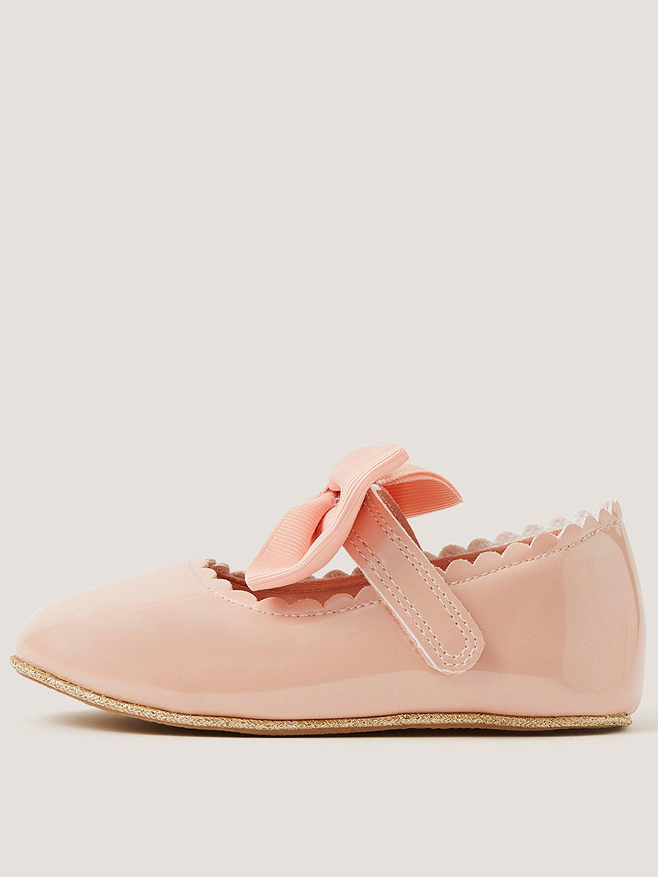 Monsoon Baby Girls Patent Bow Walker Shoes - Pink