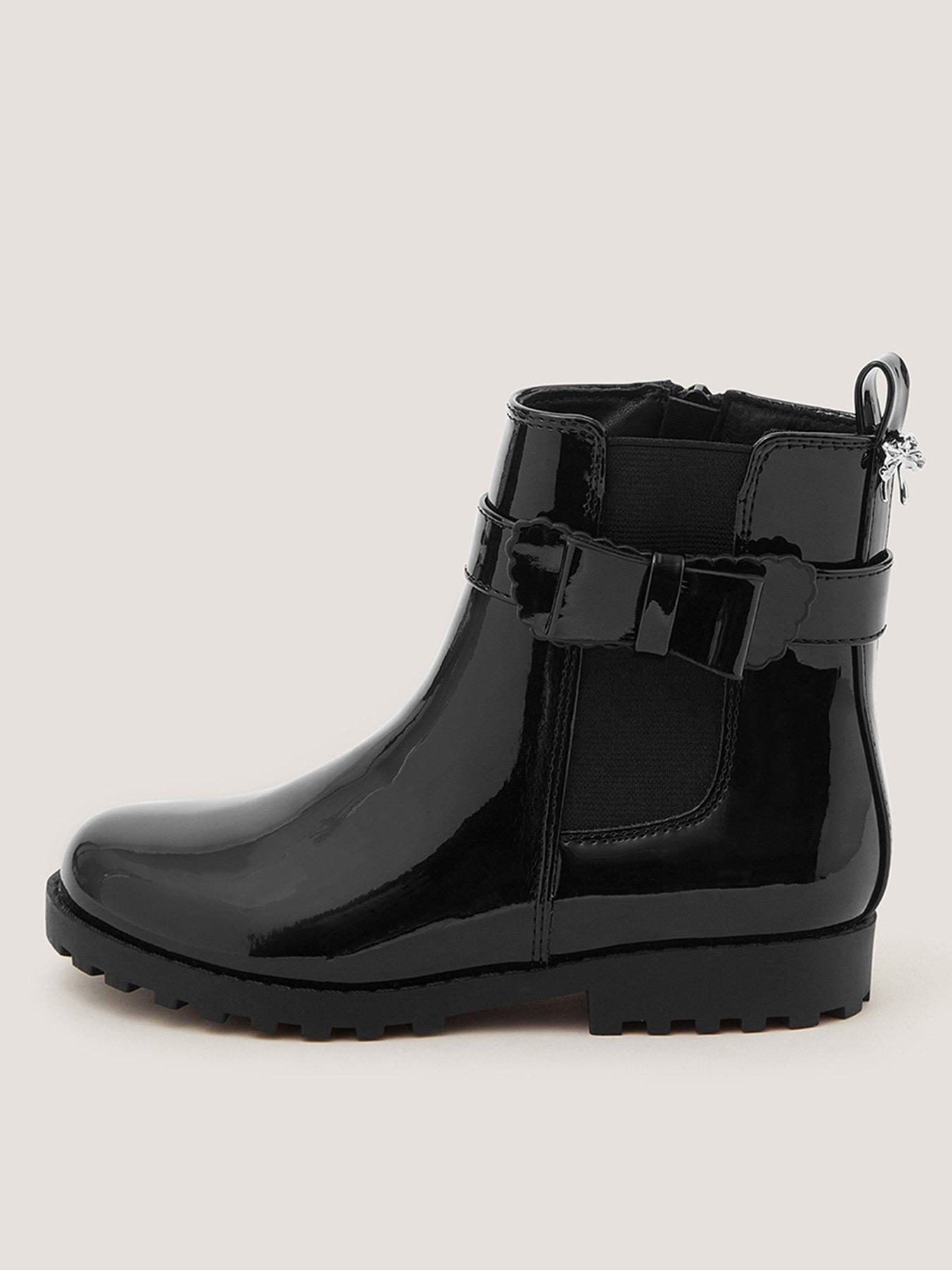 Monsoon Girls Patent Charm Chelsea Boots - Black