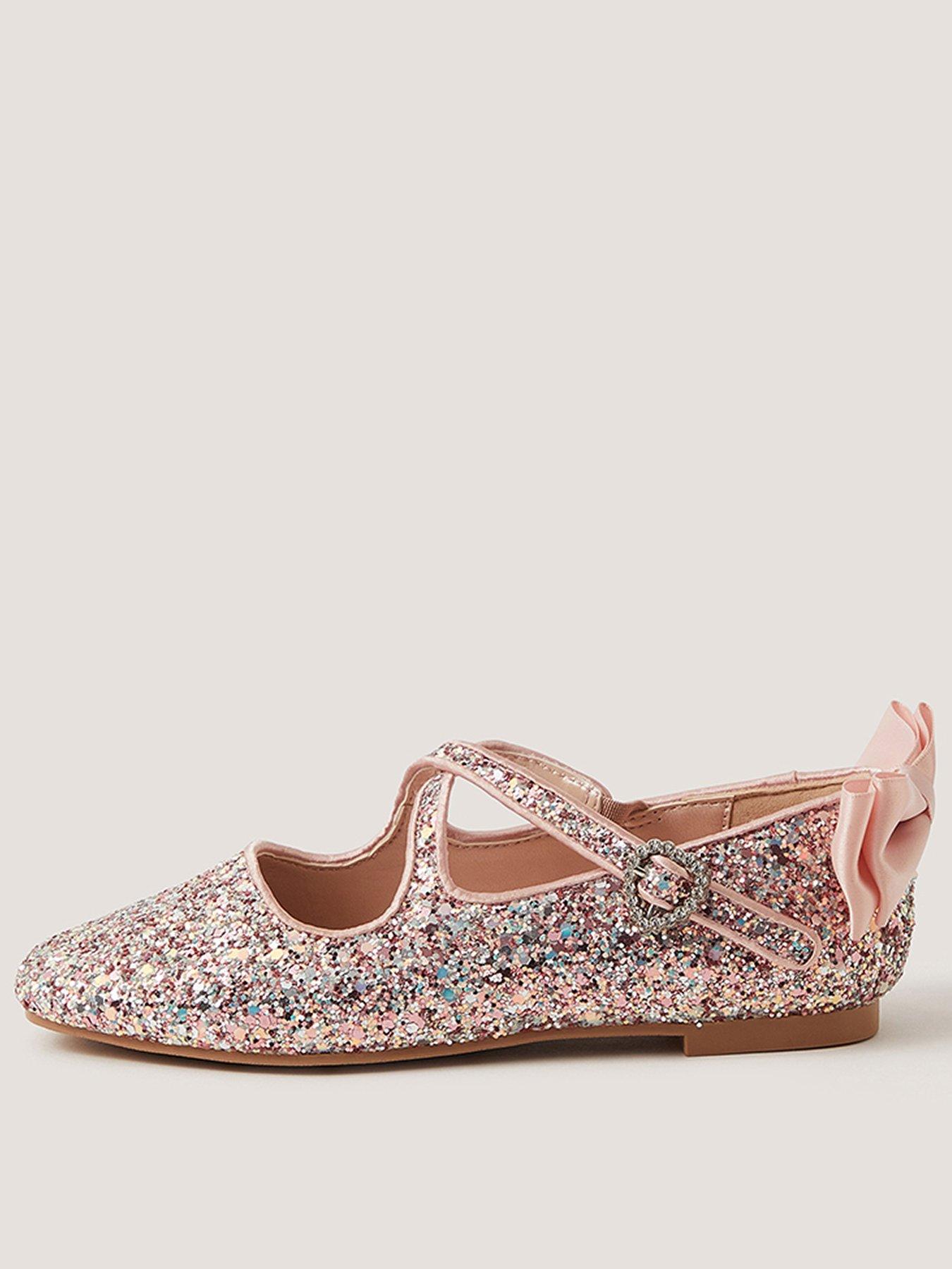 Monsoon Girls Criss Cross Glitter Ballerina Shoes - Pink