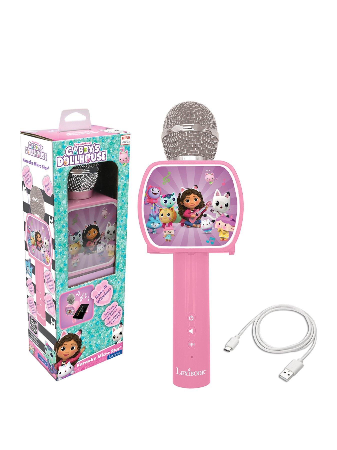 Gabby's Dollhouse Wireless Microphone with speaker, voice changer, retractable phone holder and Bluetooth option