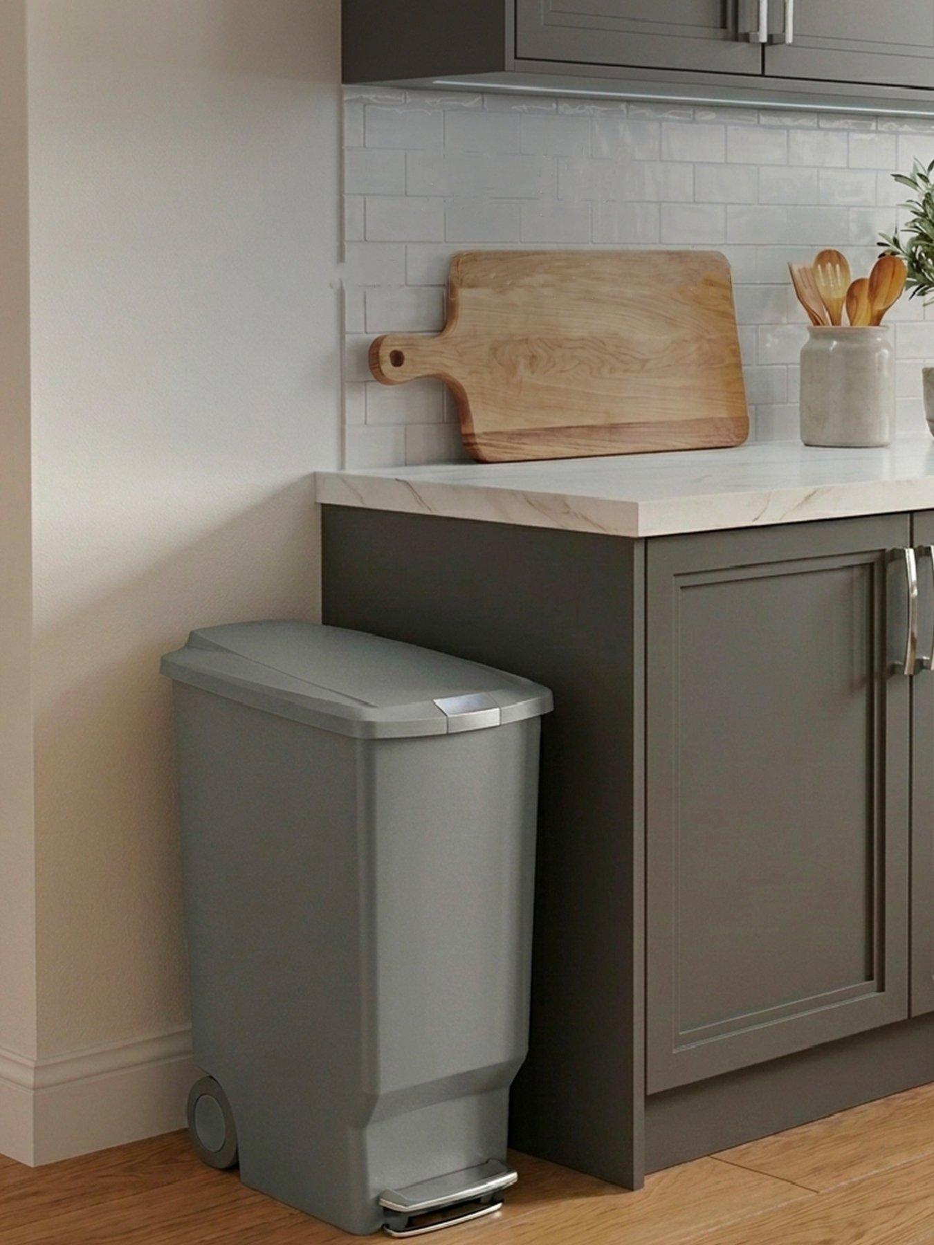 Simplehuman (5) 40l Slim Plastic Pedal Bin, Grey