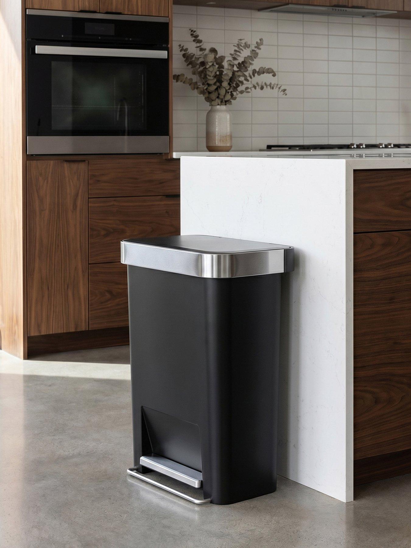 Image 1 of 7 of Simplehuman 45l Rectangular Pedal Bin W/steel Trim, Black