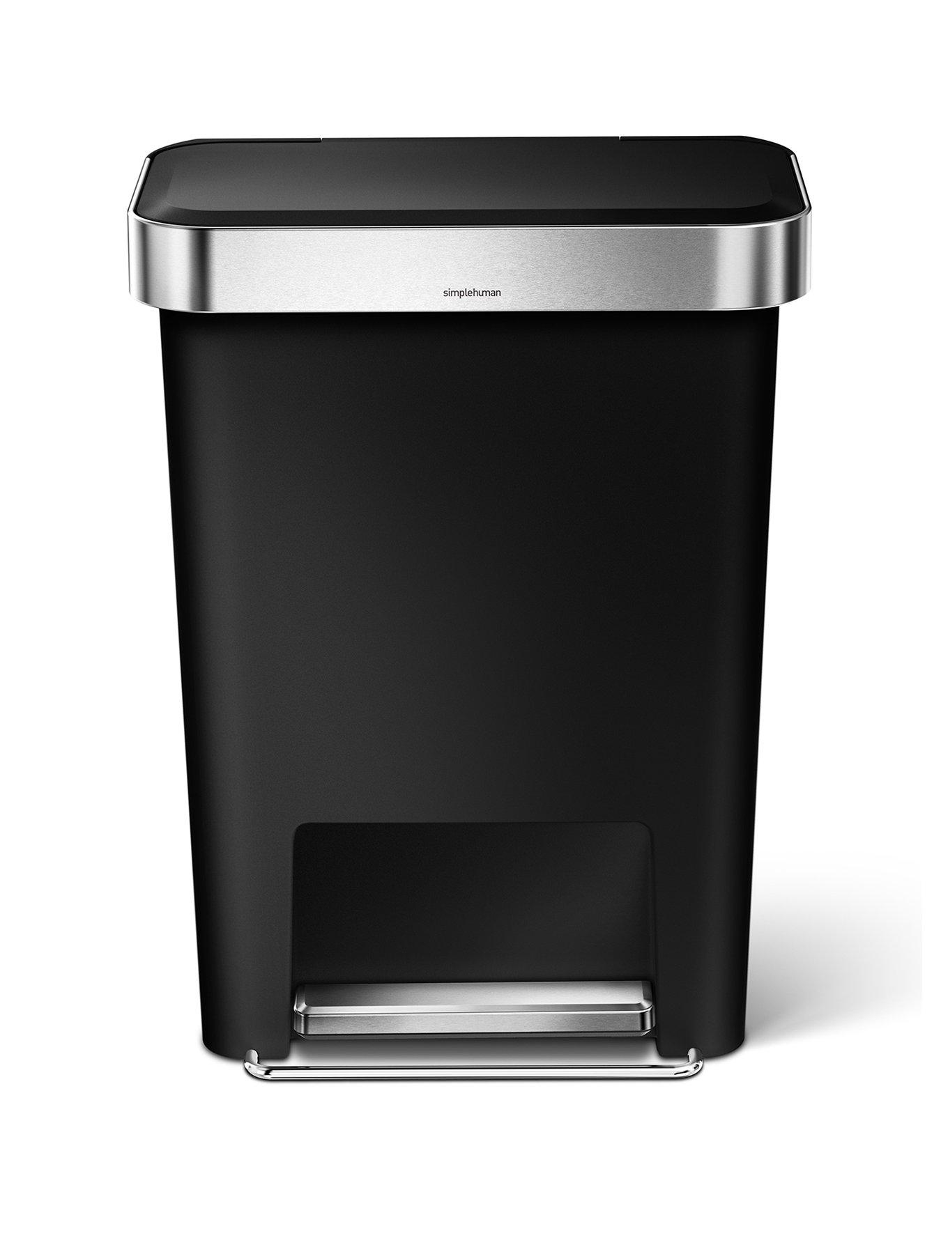 Image 2 of 7 of Simplehuman 45l Rectangular Pedal Bin W/steel Trim, Black