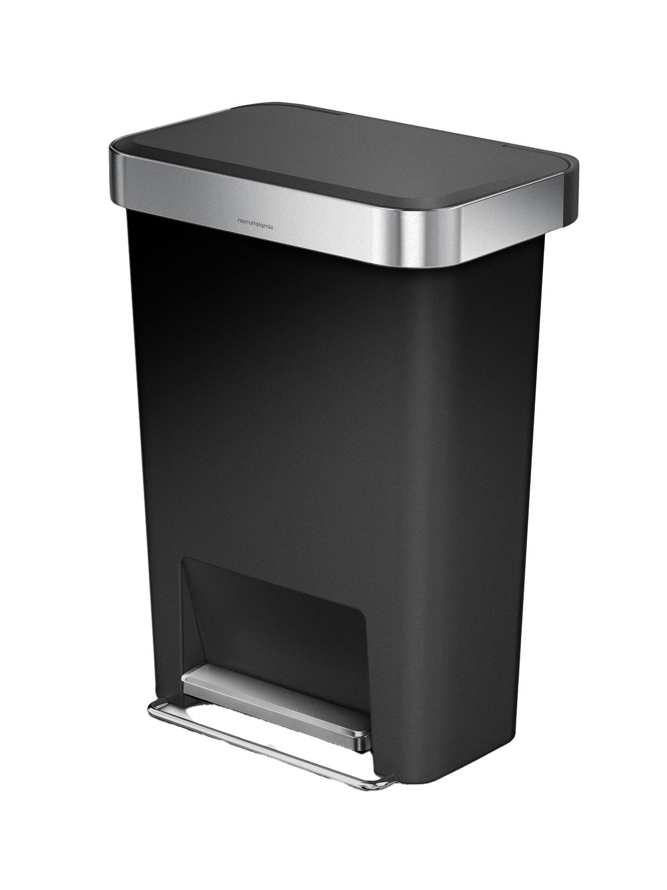 Image 3 of 7 of Simplehuman 45l Rectangular Pedal Bin W/steel Trim, Black