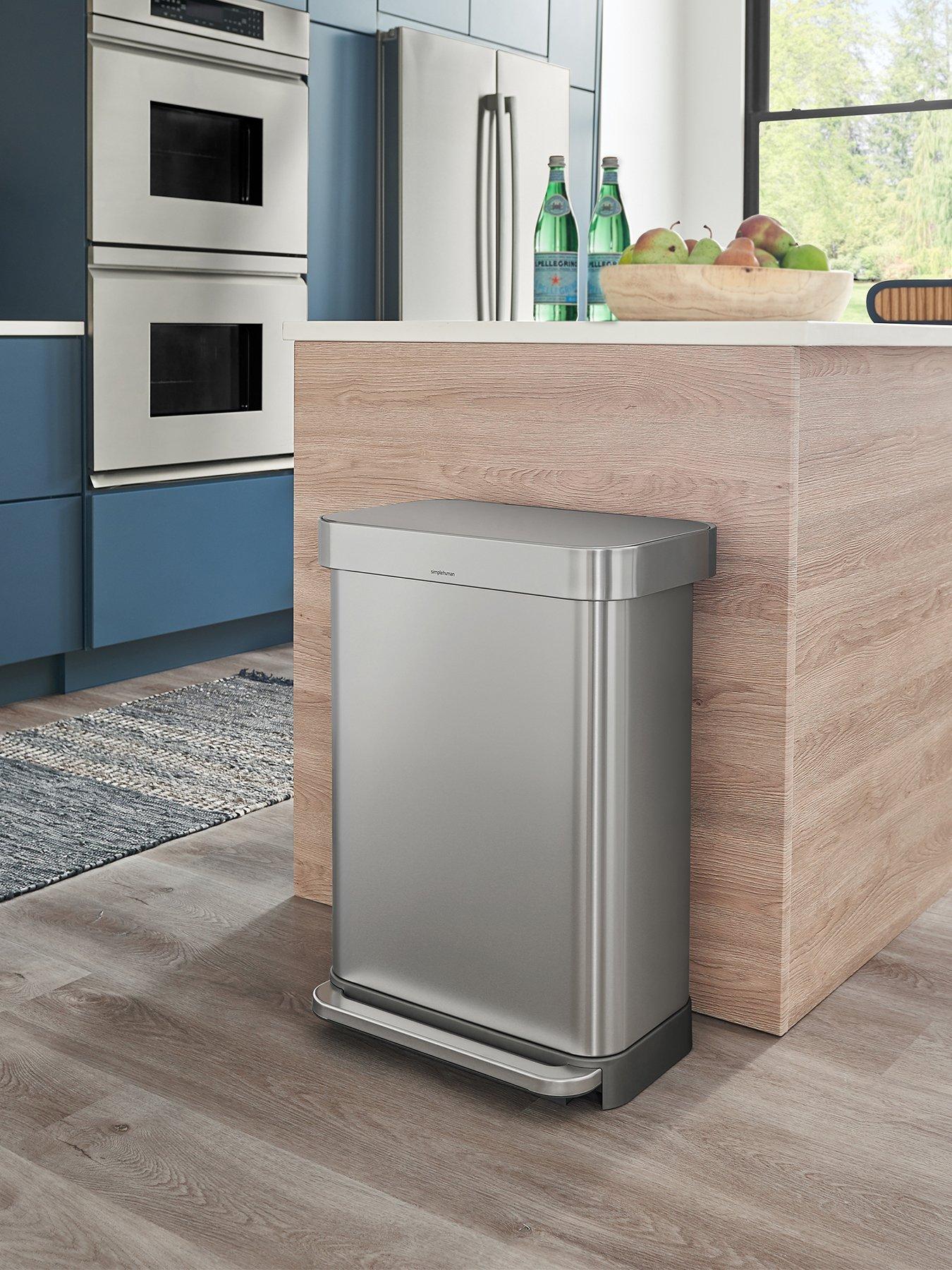 Simplehuman 45L rectangular pedal bin with liner pocket