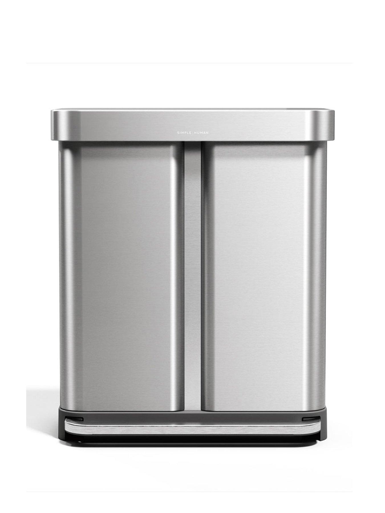 Image 2 of 7 of Simplehuman 58L Rectangular Recycler Pedal Bin W/Plastic Lid, Brushed