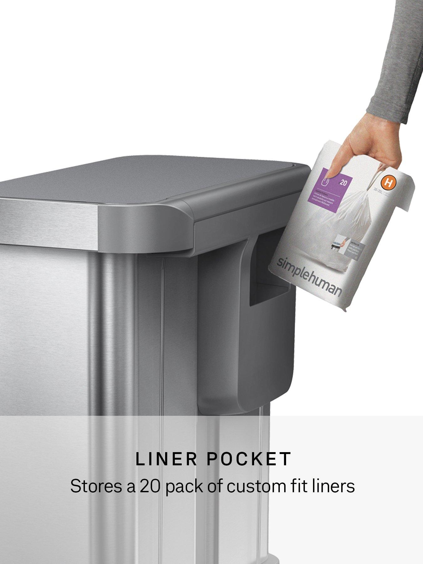 Image 5 of 7 of Simplehuman 58L Rectangular Recycler Pedal Bin W/Plastic Lid, Brushed