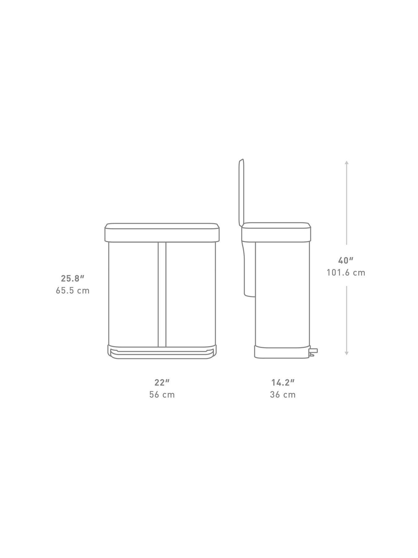 Image 7 of 7 of Simplehuman 58L Rectangular Recycler Pedal Bin W/Plastic Lid, Brushed