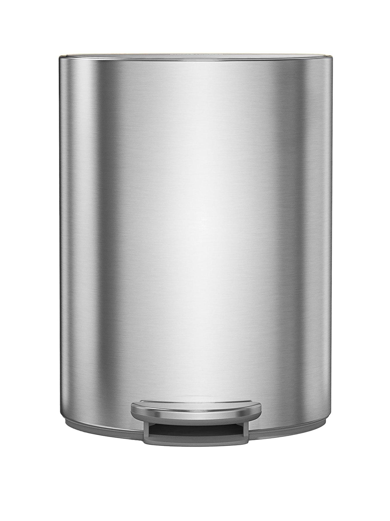 Simplehuman 6L Semi-Round Bathroom Pedal Bin, Brushed Stainless Steel