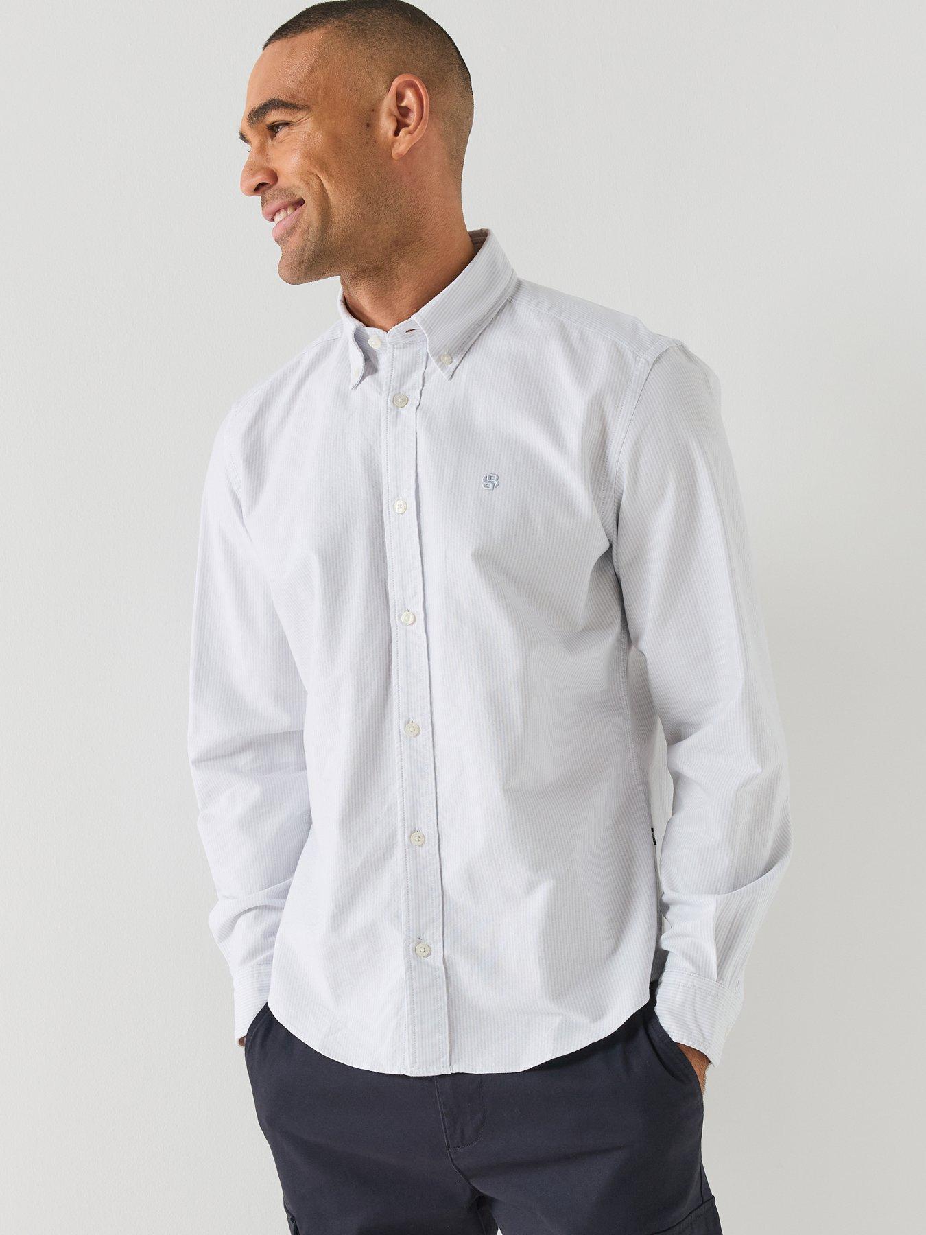 Image 1 of 6 of BOSS Mens H-Liam Button-Down Regular Fit Shirt - Blue