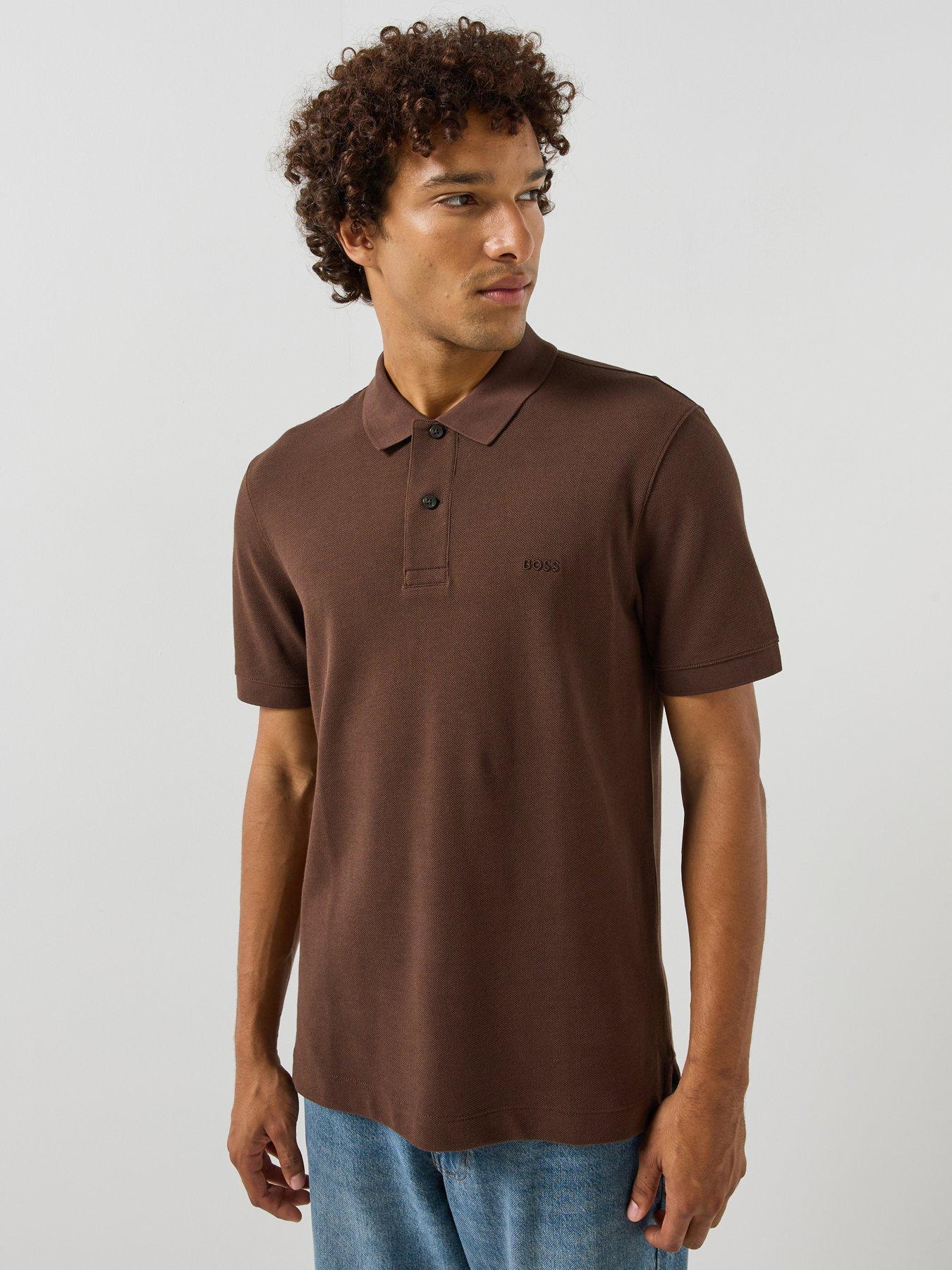 Image 1 of 6 of BOSS Boss Pallas Short Sleeve Polo - Brown