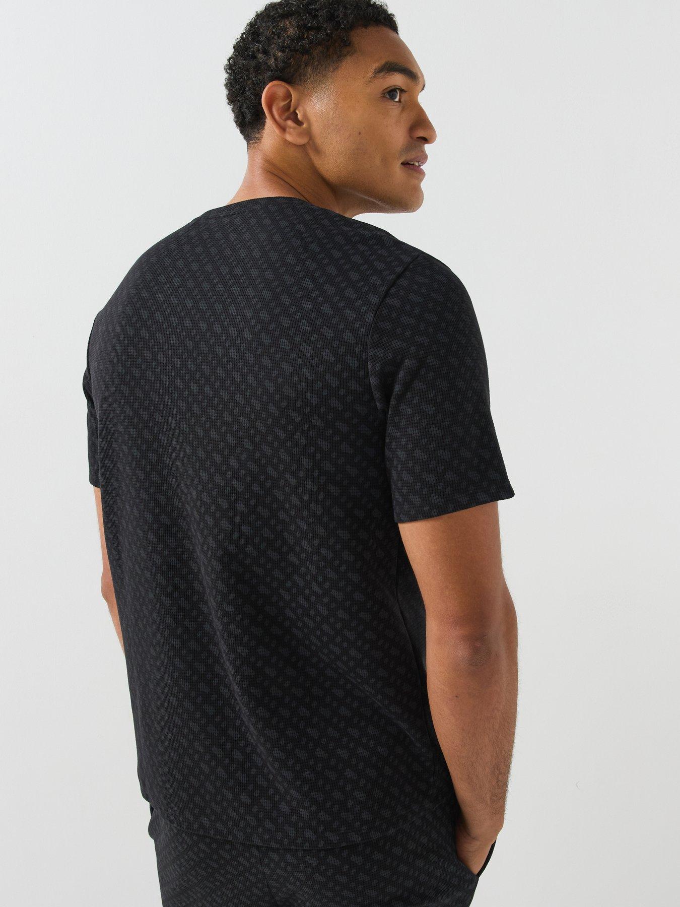 Image 2 of 5 of BOSS Waffle Emblem Print Loungewear T-shirt - Black