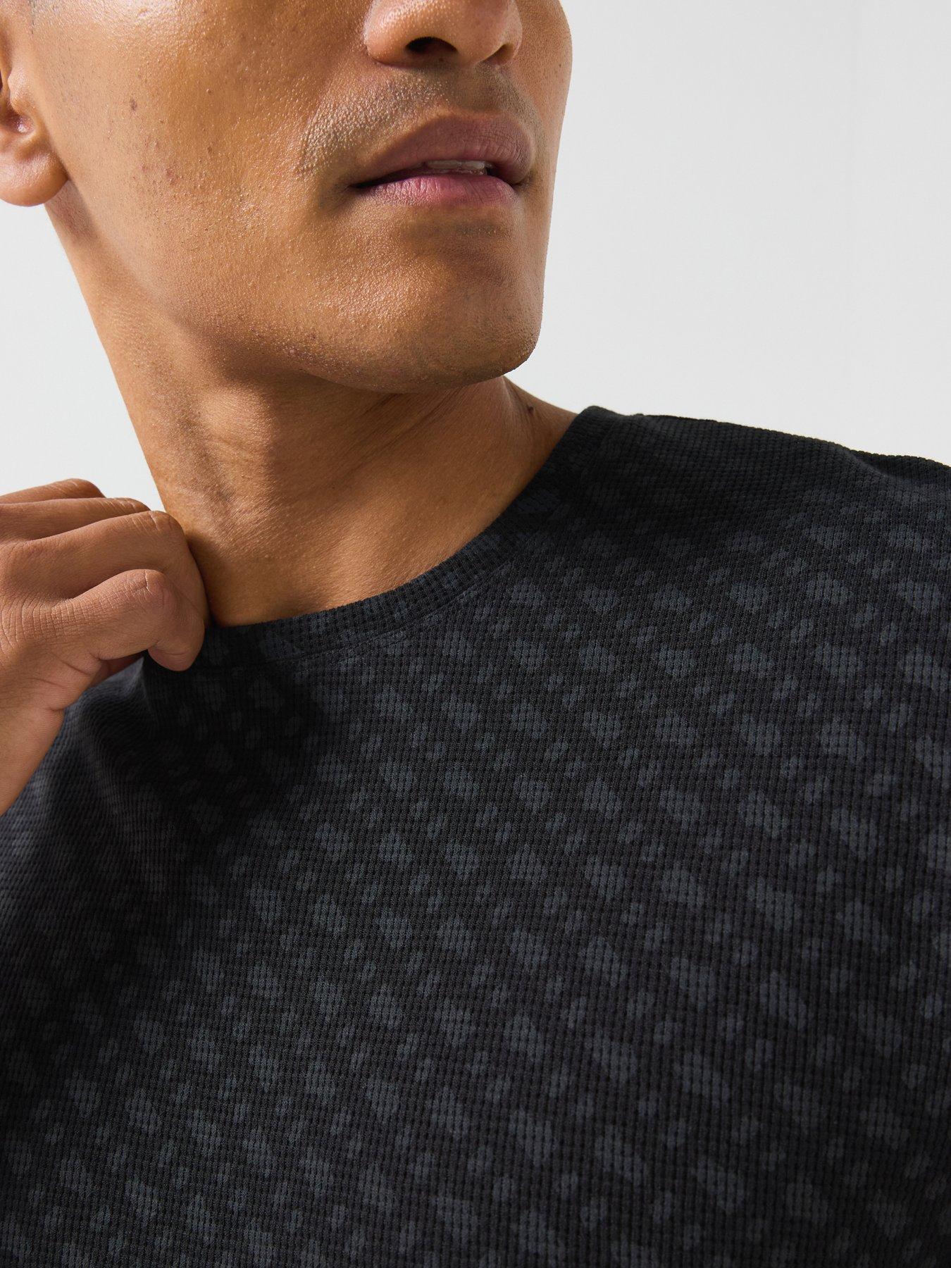 Image 4 of 5 of BOSS Waffle Emblem Print Loungewear T-shirt - Black