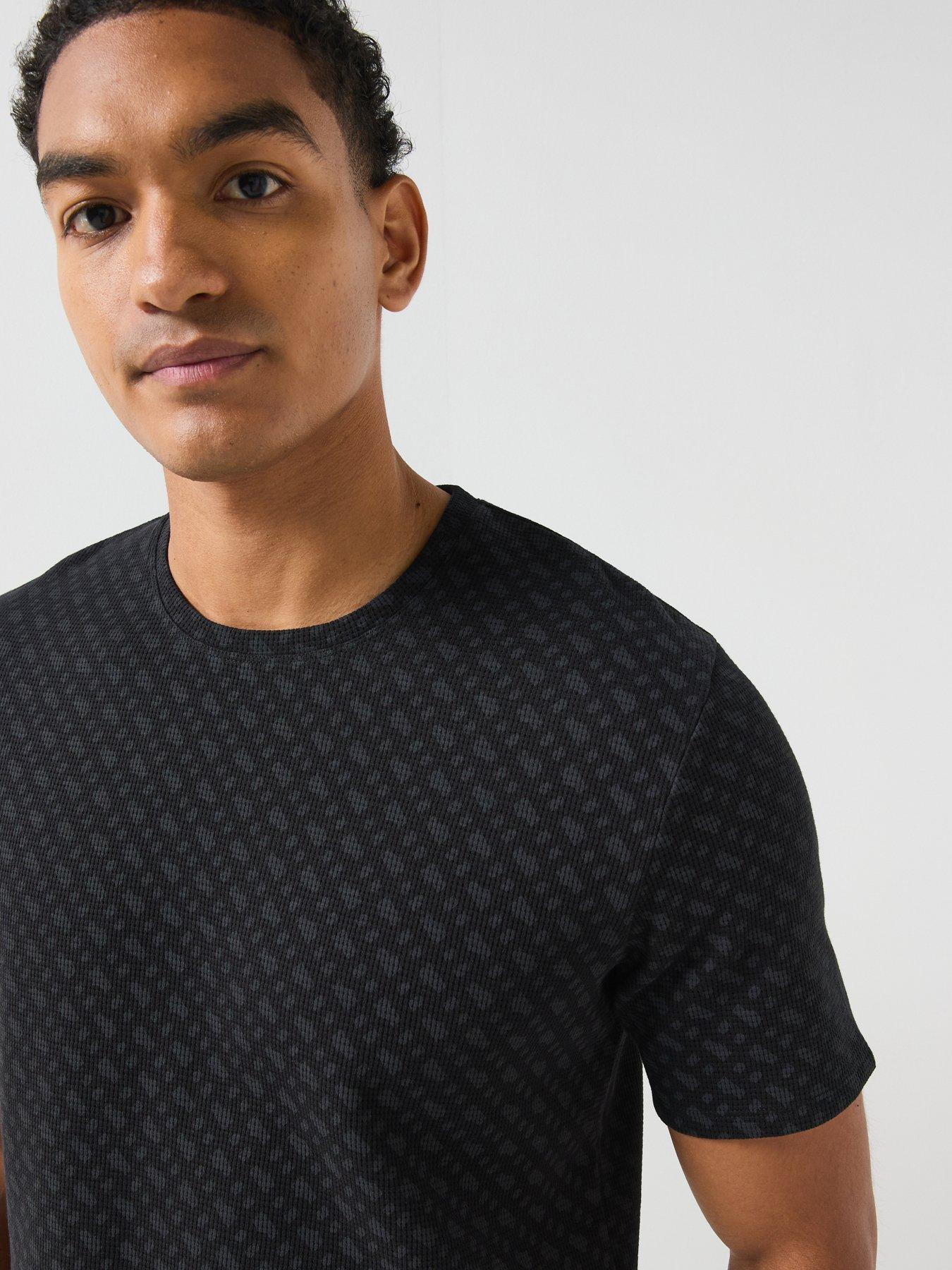 Image 5 of 5 of BOSS Waffle Emblem Print Loungewear T-shirt - Black