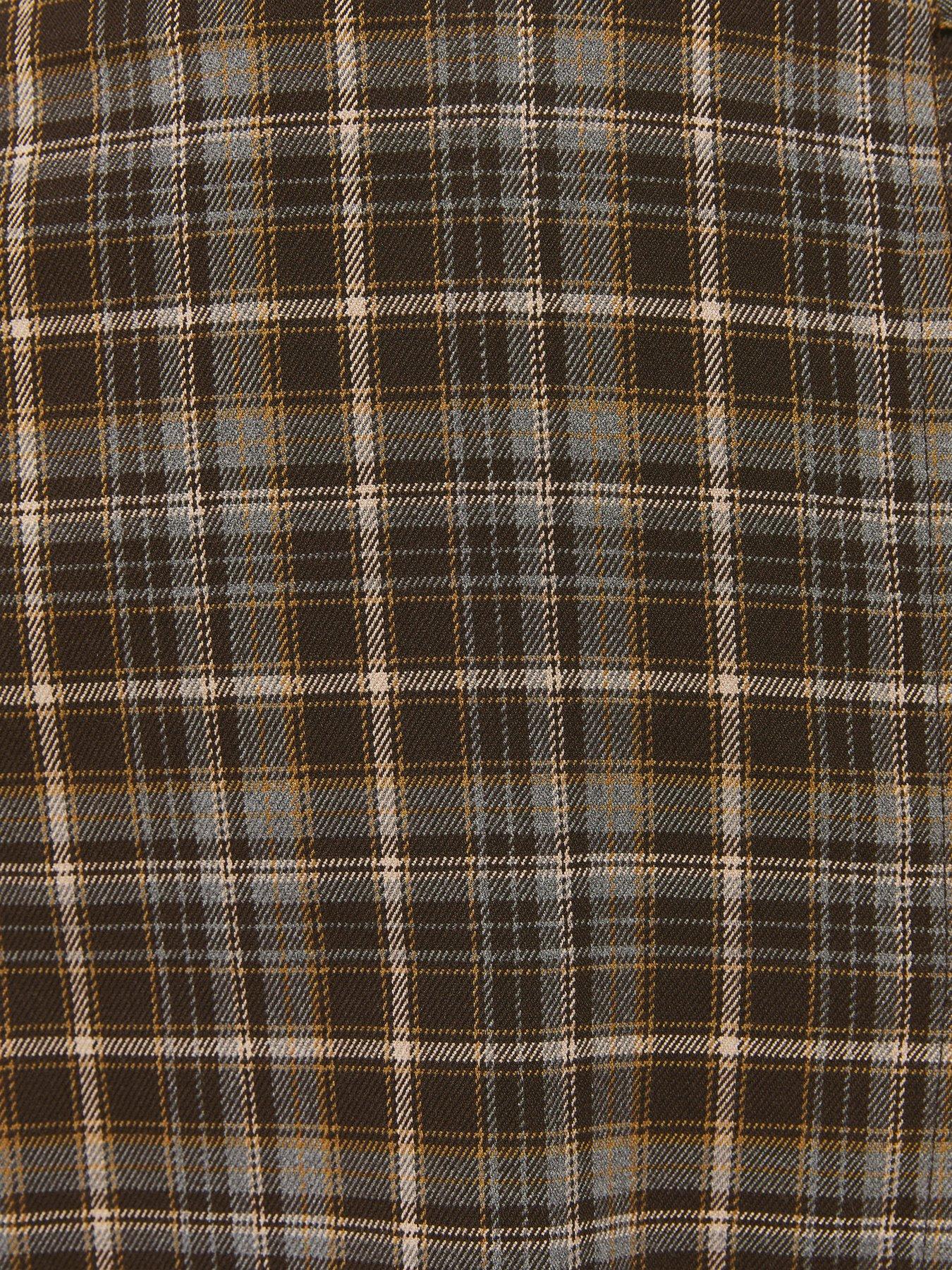 Image 5 of 5 of New Look Check Wrap Mini Skirt - Brown