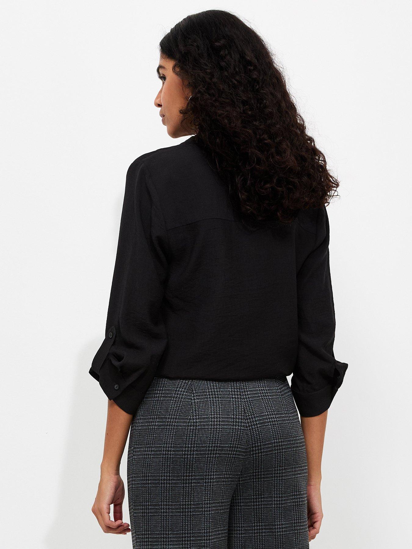 Image 2 of 5 of New Look Jersey Funnel Neck Shirt - Black