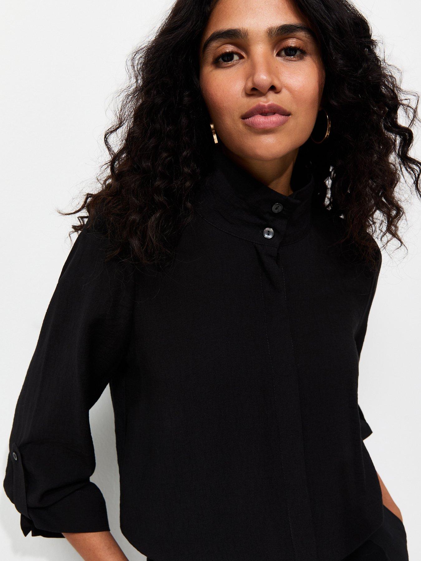 Image 4 of 5 of New Look Jersey Funnel Neck Shirt - Black