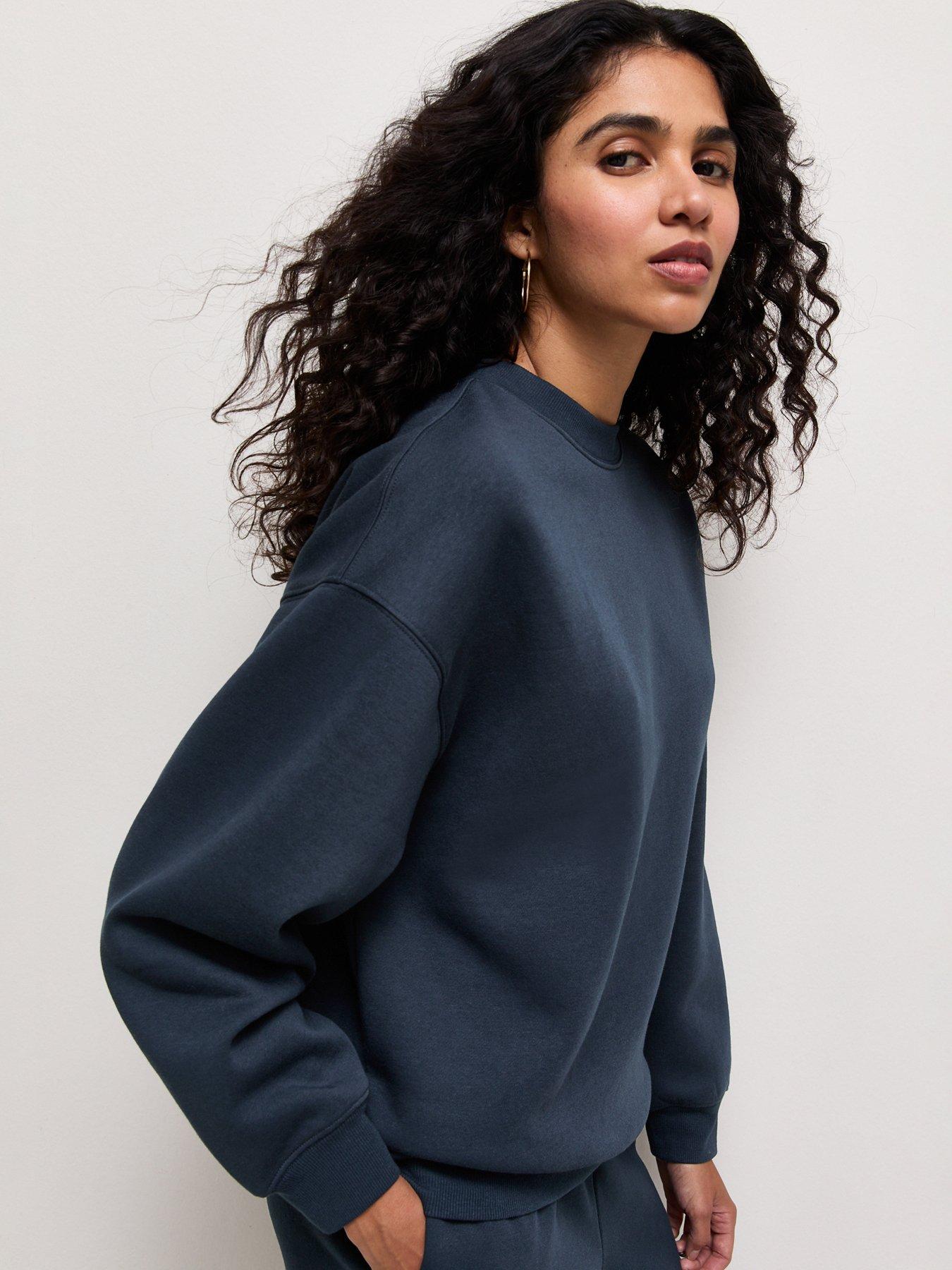 Image 1 of 5 of New Look Navy Relaxed Sweatshirt - Blue