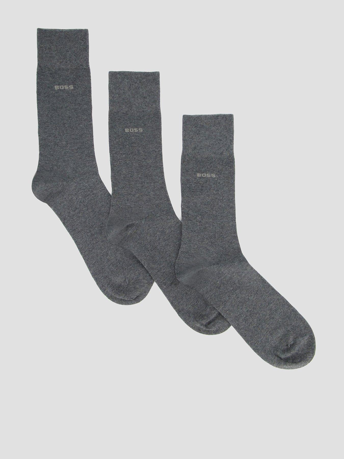 BOSS Boss Bodywear 3 Pack Logo Crew Socks - Grey
