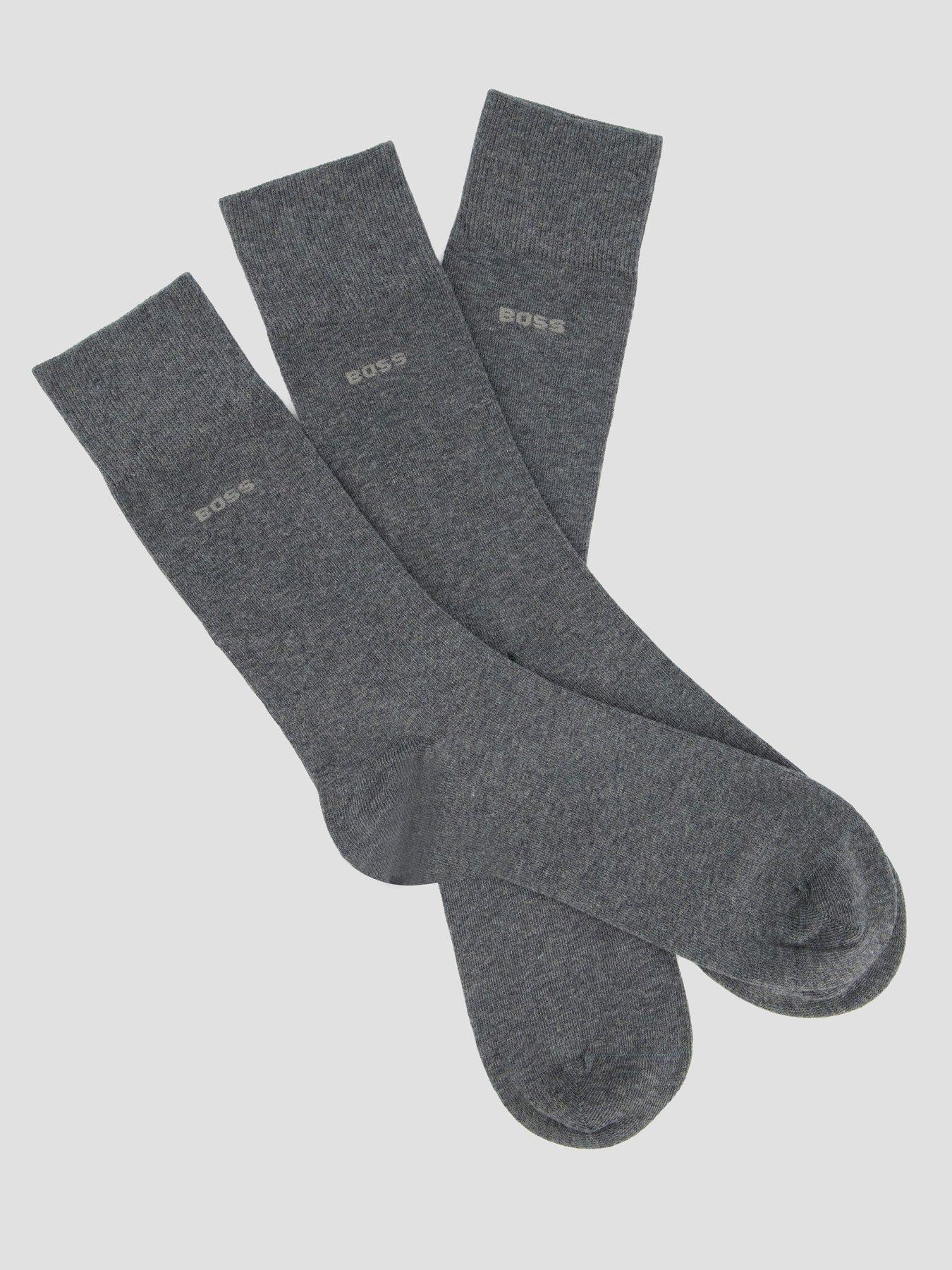 Image 2 of 5 of BOSS Bodywear 3 Pack Logo Crew Socks - Grey