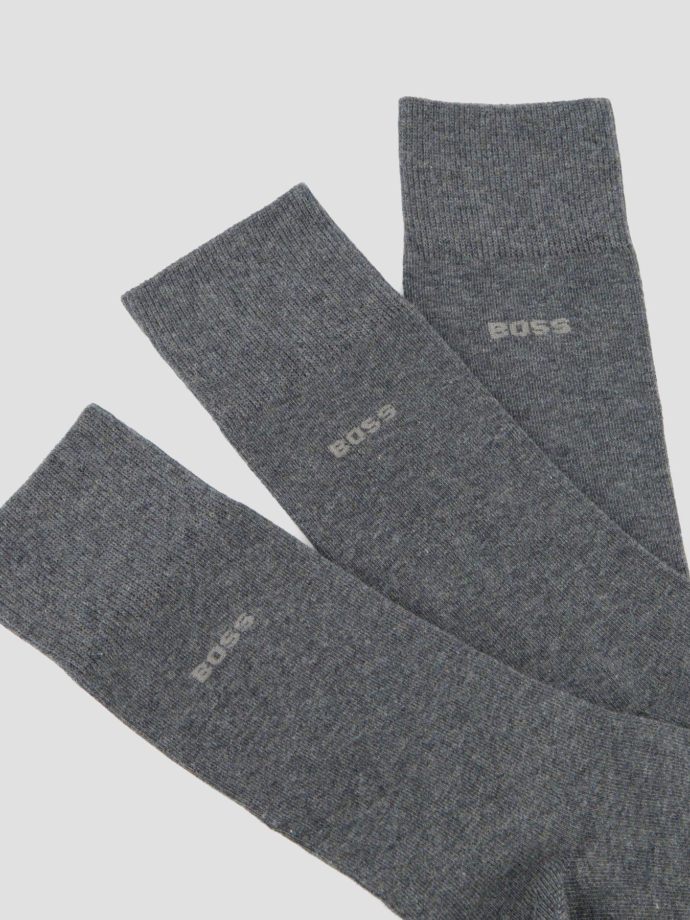 Image 3 of 5 of BOSS Bodywear 3 Pack Logo Crew Socks - Grey
