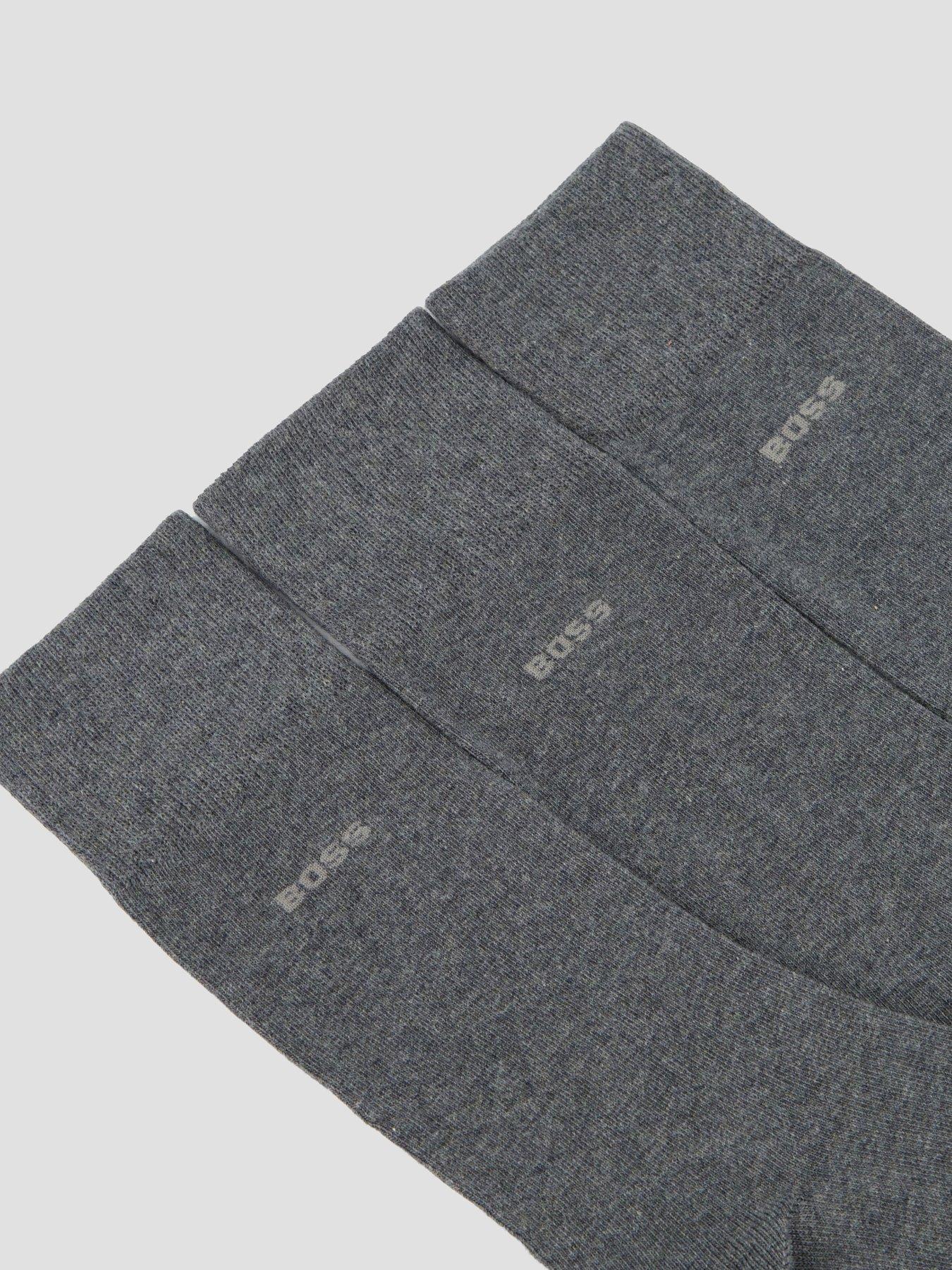 Image 5 of 5 of BOSS Bodywear 3 Pack Logo Crew Socks - Grey