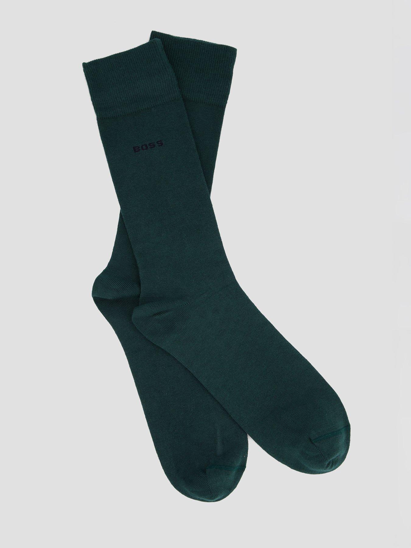 Image 2 of 3 of BOSS 2 Pack Small Logo Cotton Crew Socks - Green/Black