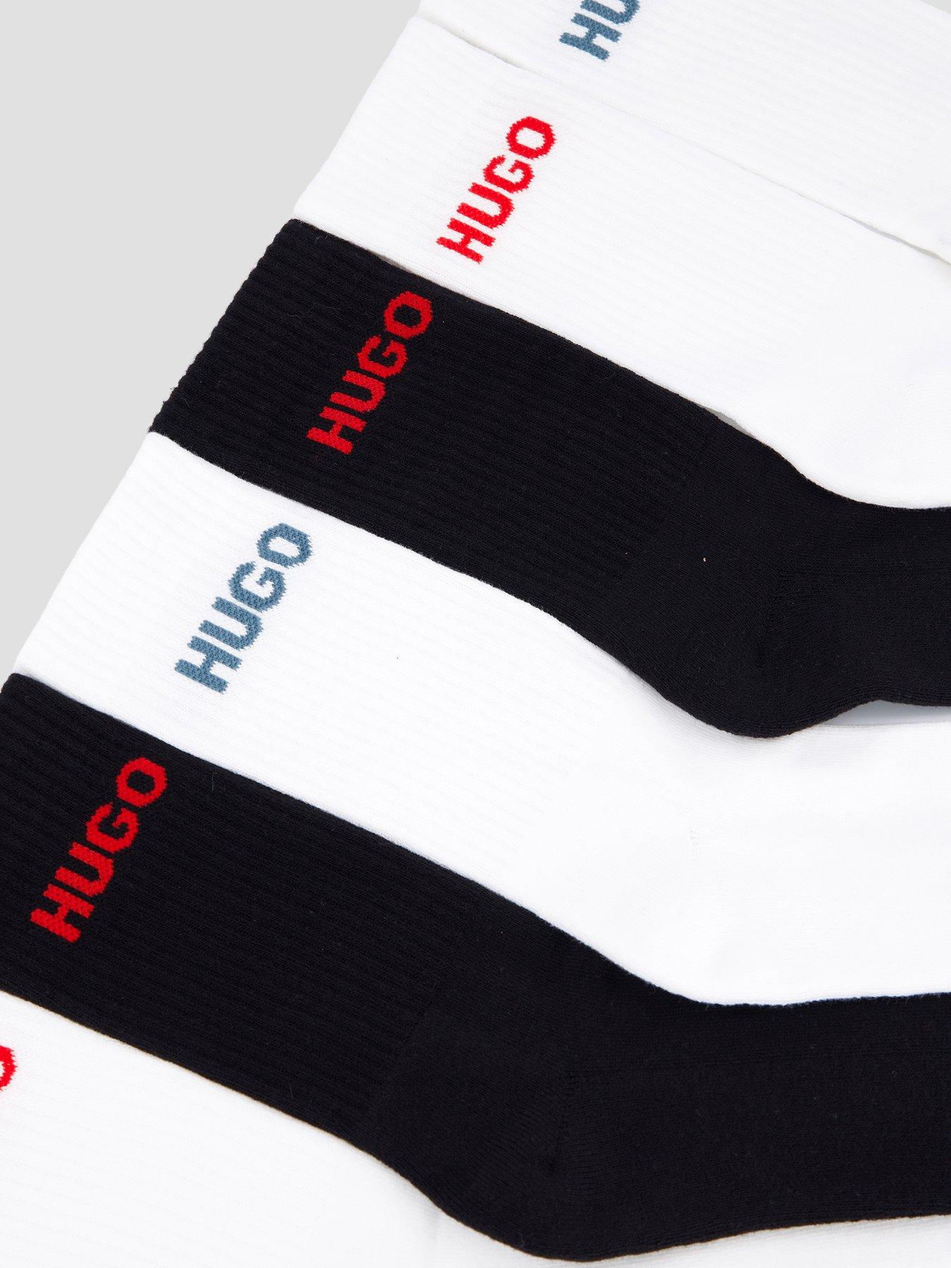 Image 3 of 3 of HUGO Mens 6 Pack Rib Logo Sweatshirt Socks - Multi