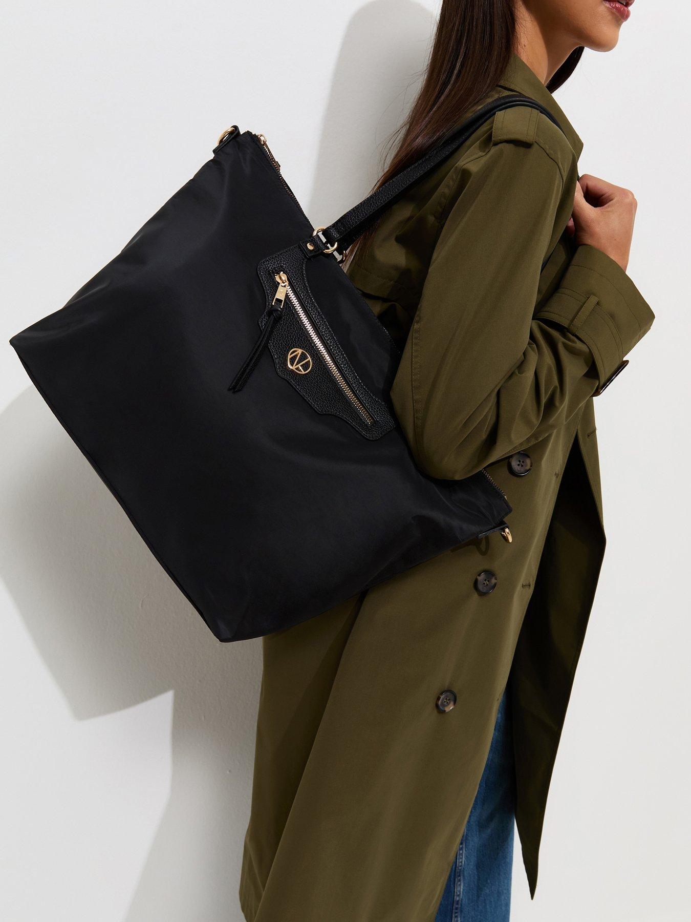 Image 2 of 5 of New Look Faux Leather Logo Plaque Front Pocket Tote Bag - Black