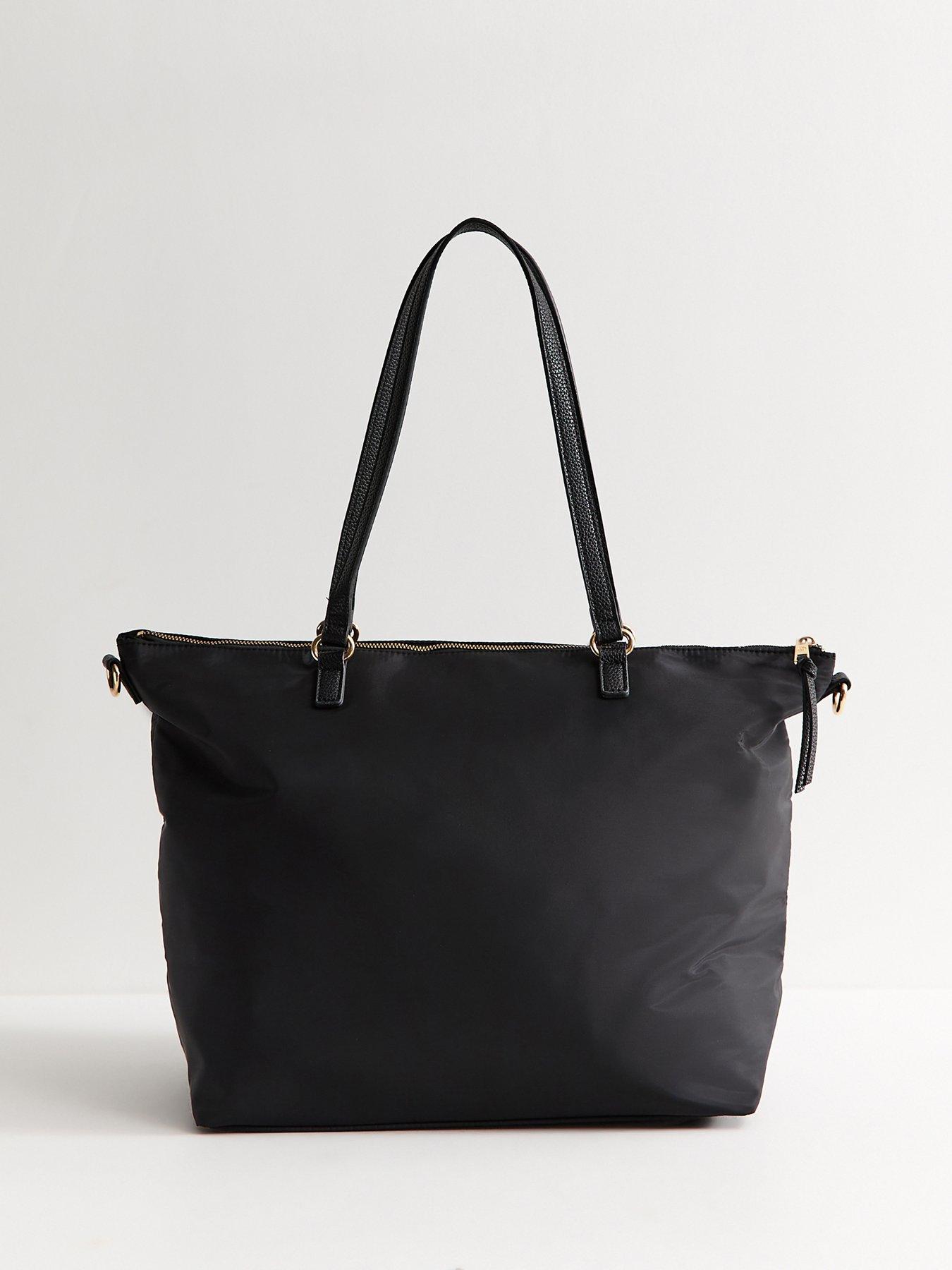 Image 3 of 5 of New Look Faux Leather Logo Plaque Front Pocket Tote Bag - Black