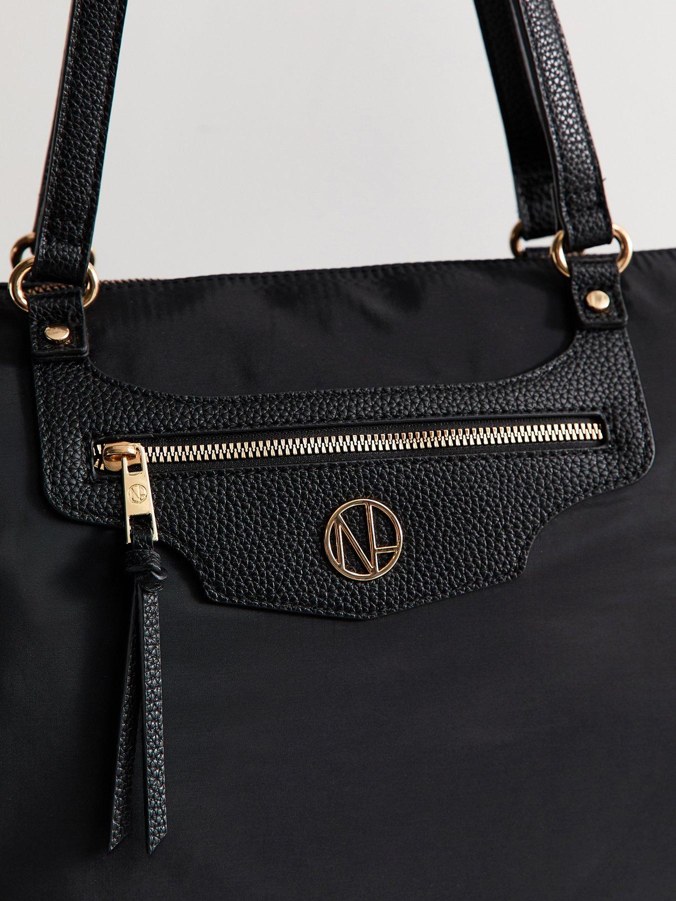 Image 4 of 5 of New Look Faux Leather Logo Plaque Front Pocket Tote Bag - Black