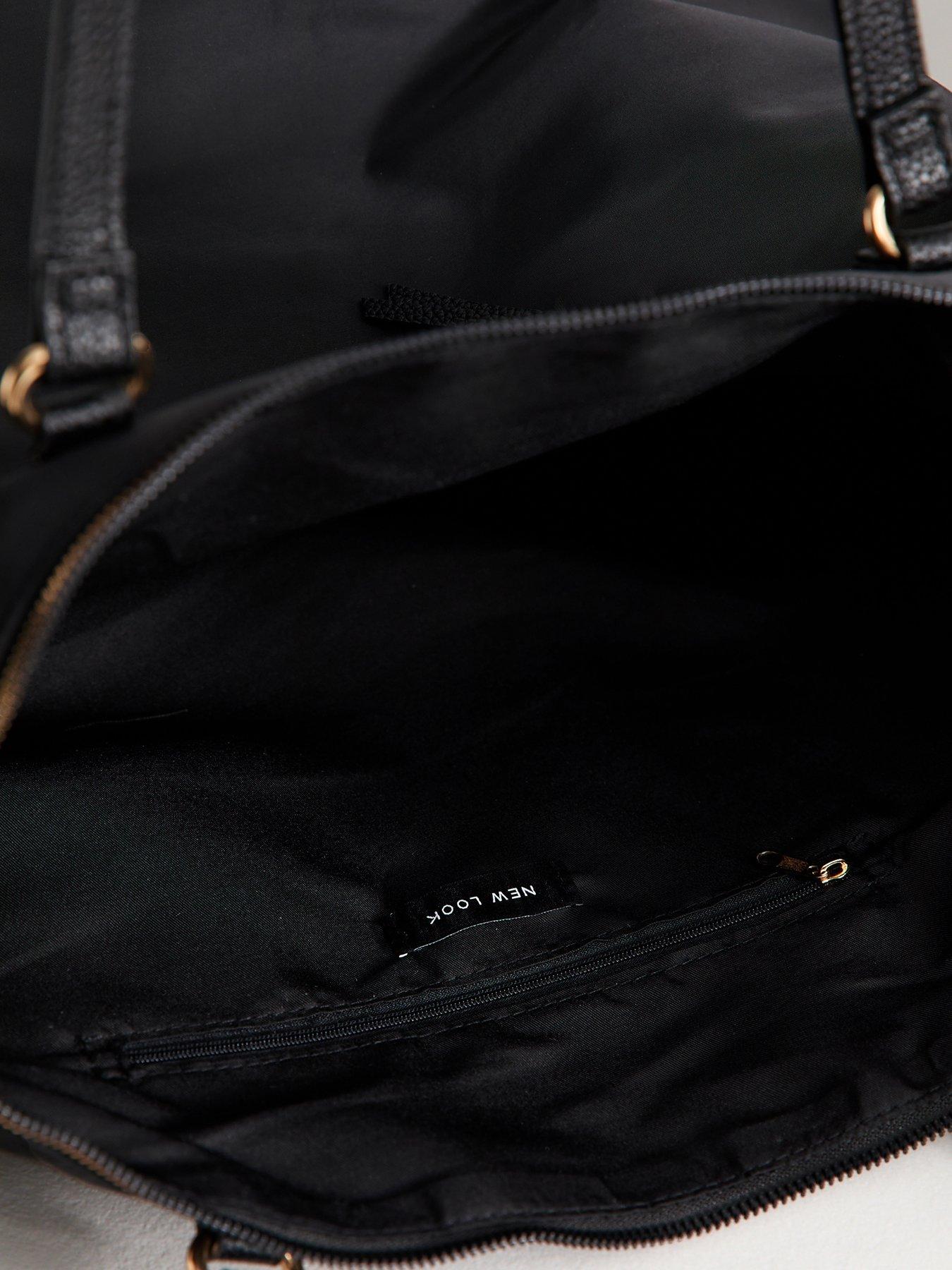 Image 5 of 5 of New Look Faux Leather Logo Plaque Front Pocket Tote Bag - Black