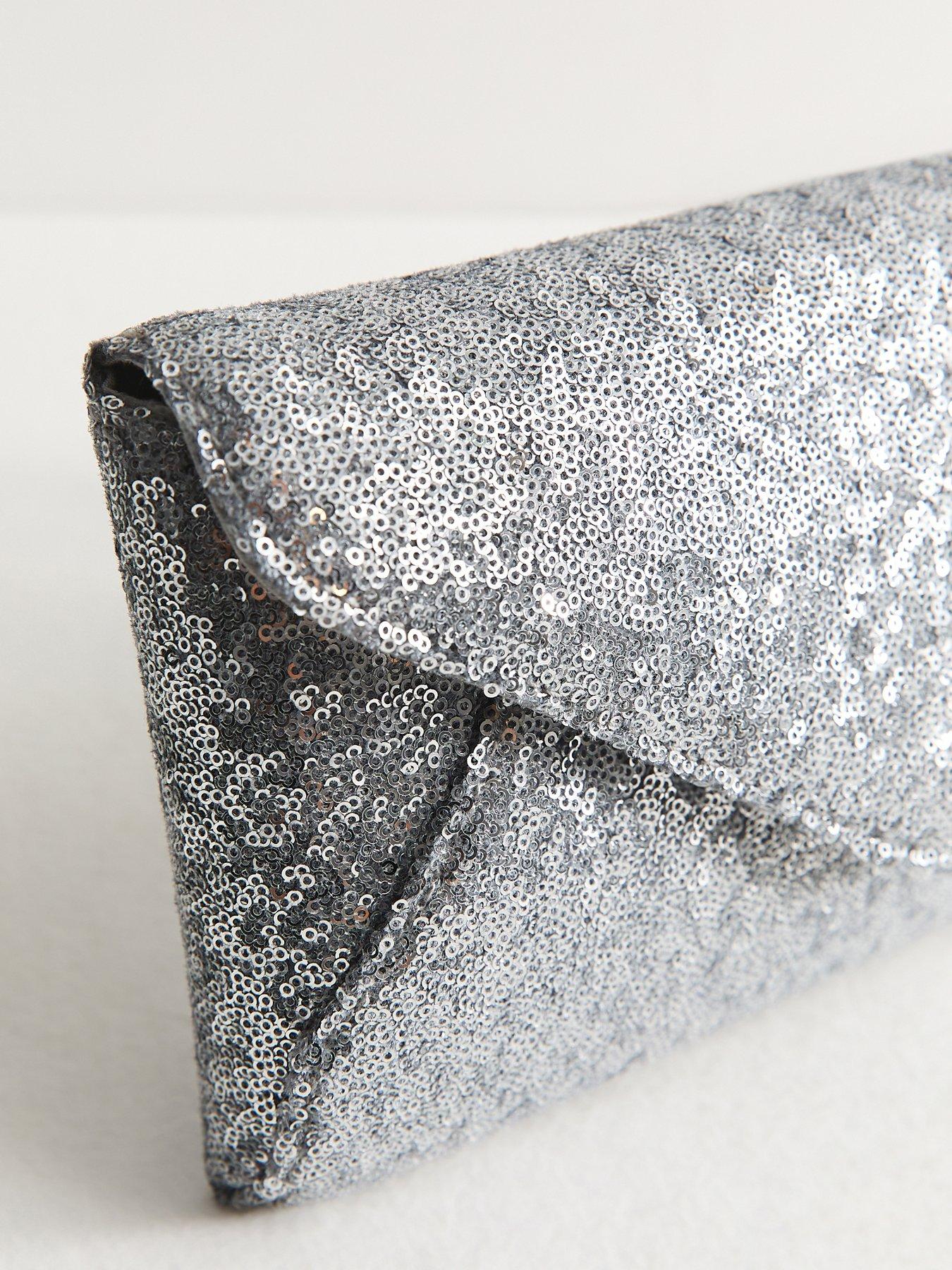 Image 3 of 5 of New Look Silver Sequin Envelope Clutch Bag