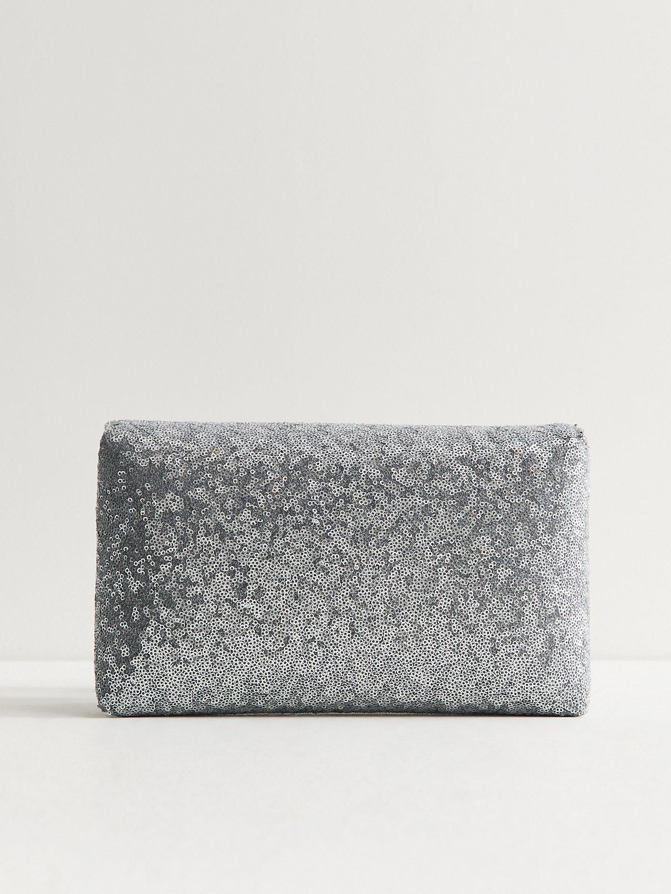 Image 4 of 5 of New Look Silver Sequin Envelope Clutch Bag