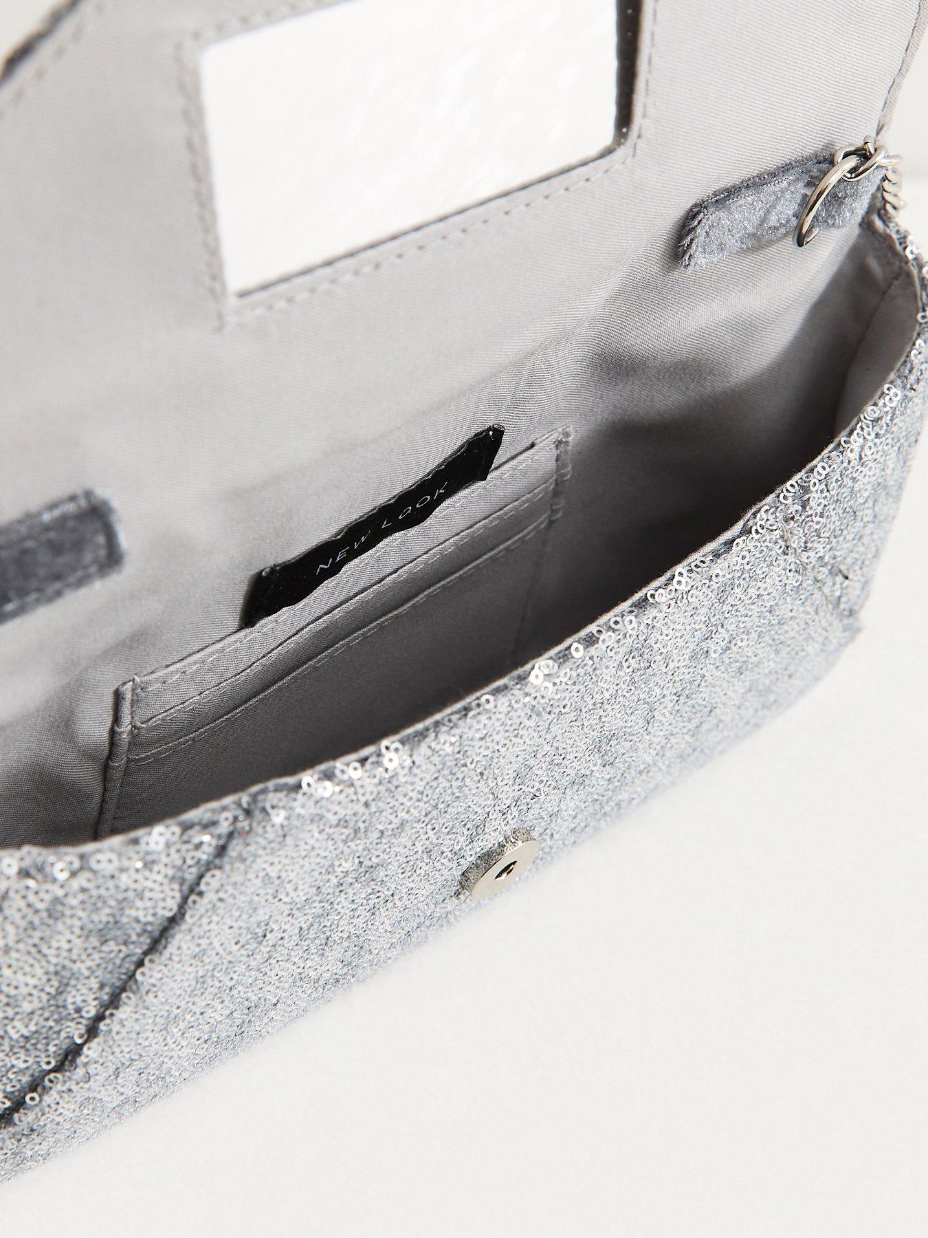 Image 5 of 5 of New Look Silver Sequin Envelope Clutch Bag