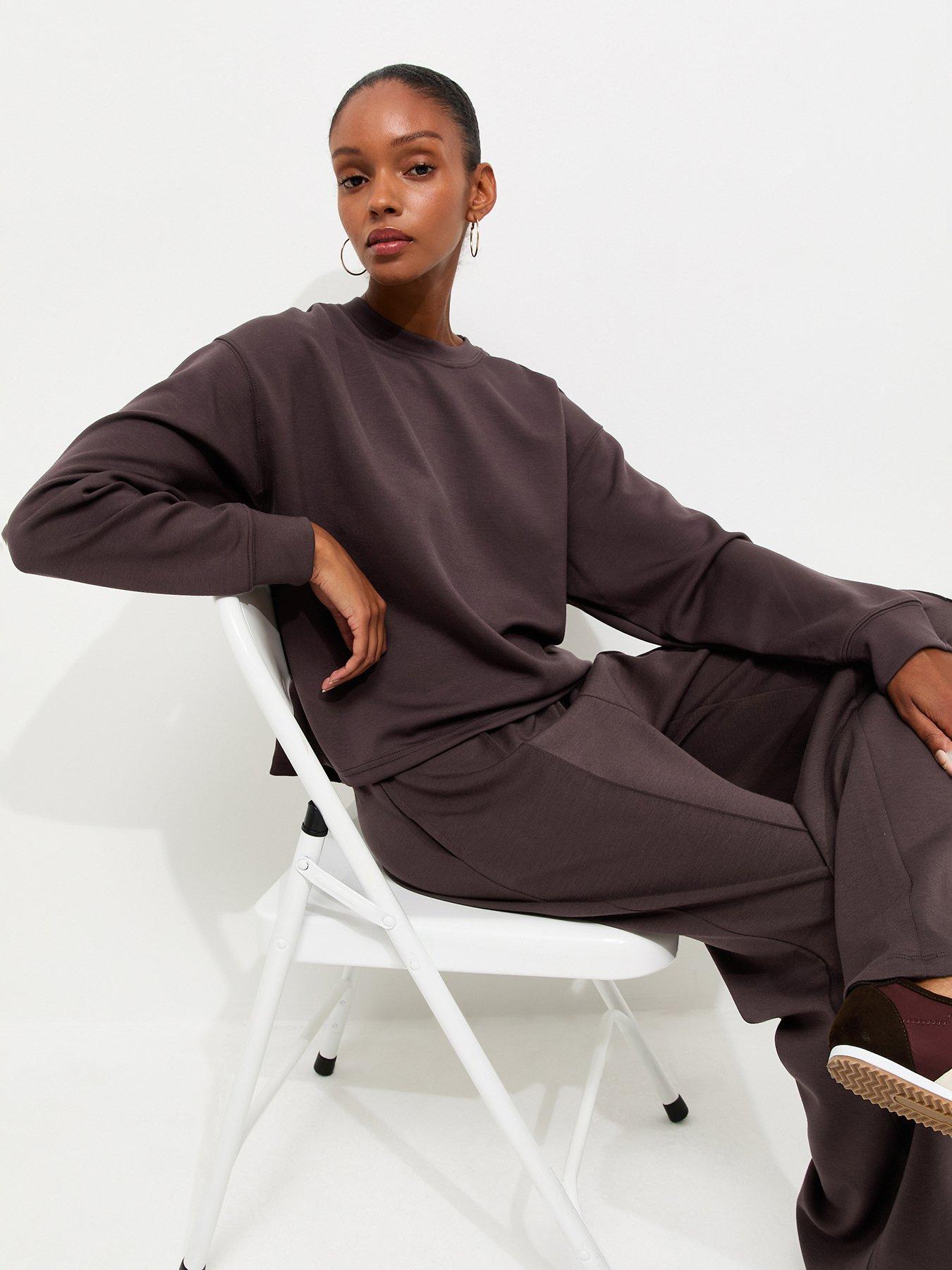 New Look Premium Dark Burgundy Crew Neck Co-ord Sweatshirt