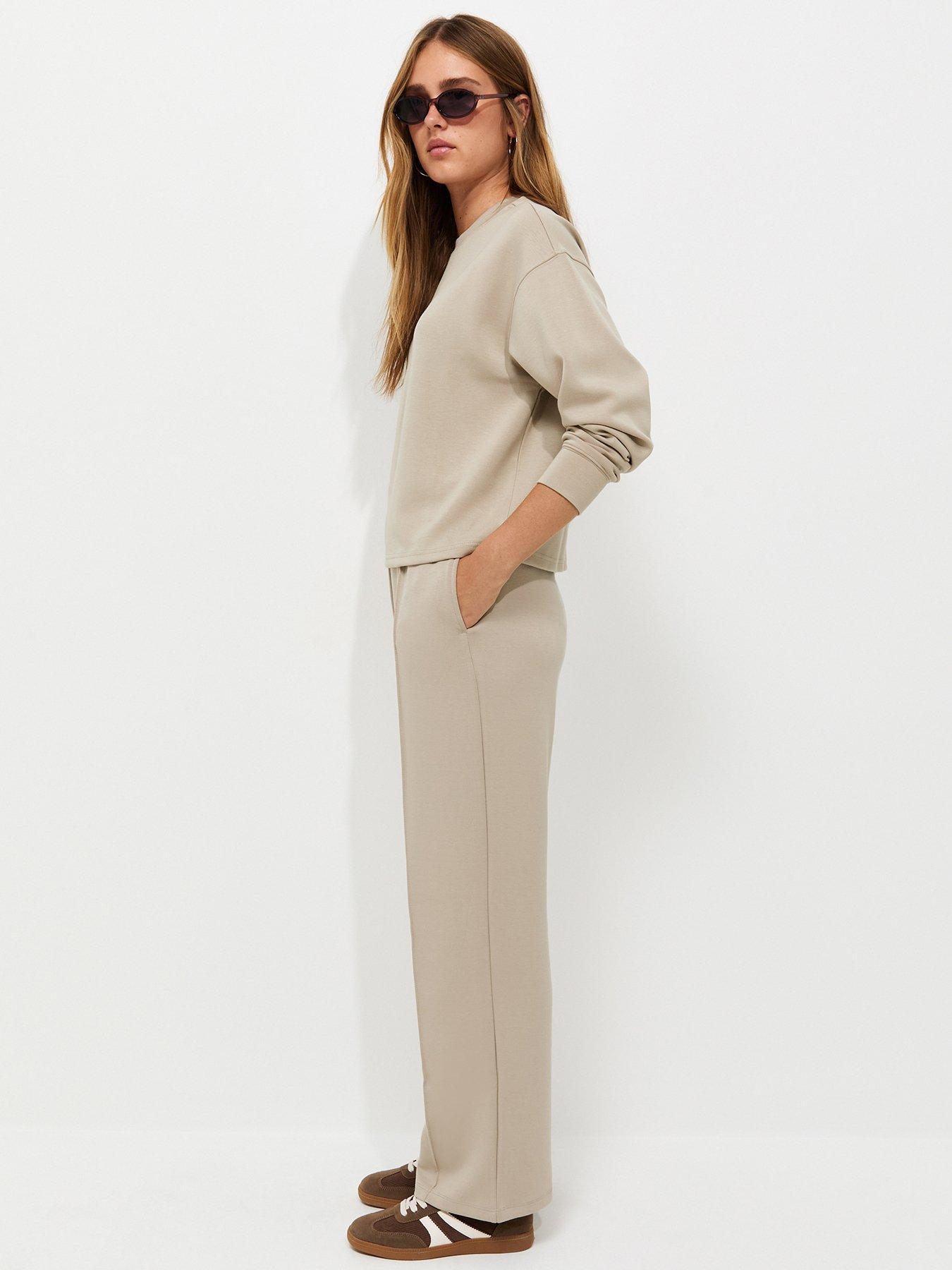 New Look Premium Wide Leg Joggers - Beige