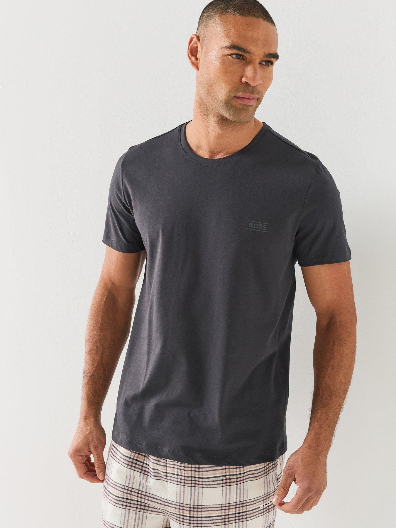 Image 1 of 6 of BOSS Mens RN 365 Cotton Logo Loungwear T-Shirt - Dark Grey