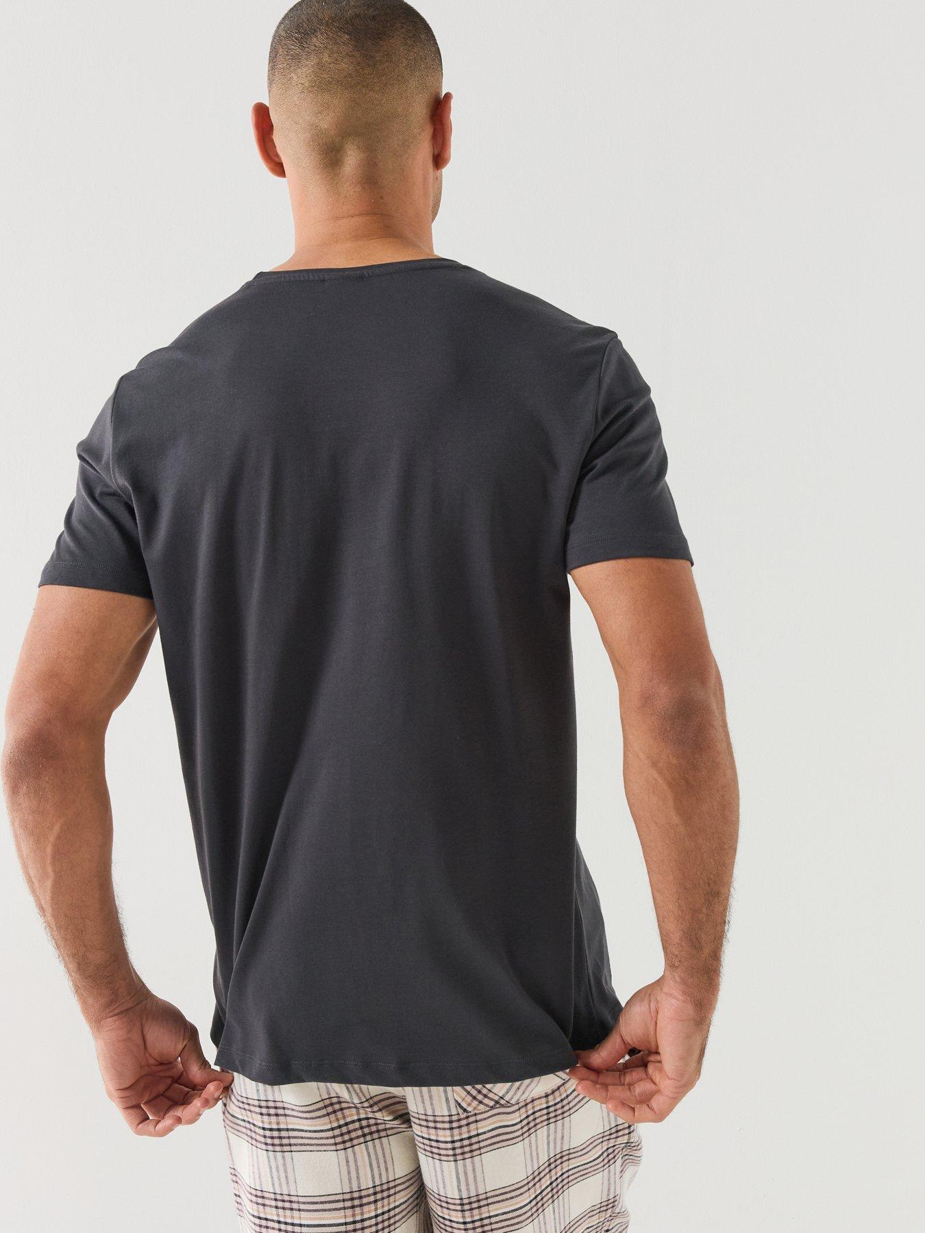 Image 2 of 6 of BOSS Mens RN 365 Cotton Logo Loungwear T-Shirt - Dark Grey