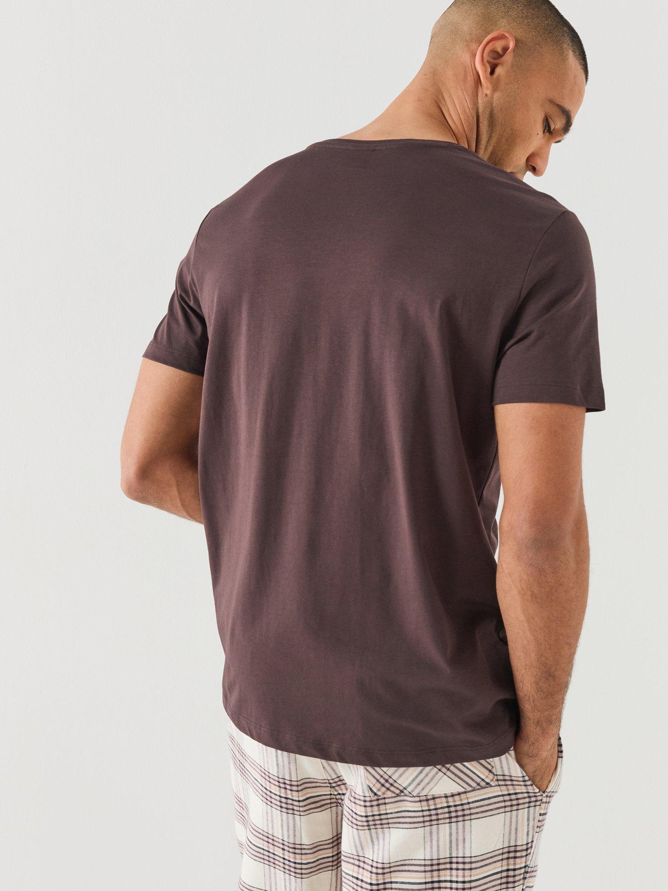 Image 2 of 7 of BOSS Mens RN 365 Cotton Jersey Logo Loungewear T-Shirt - Brown