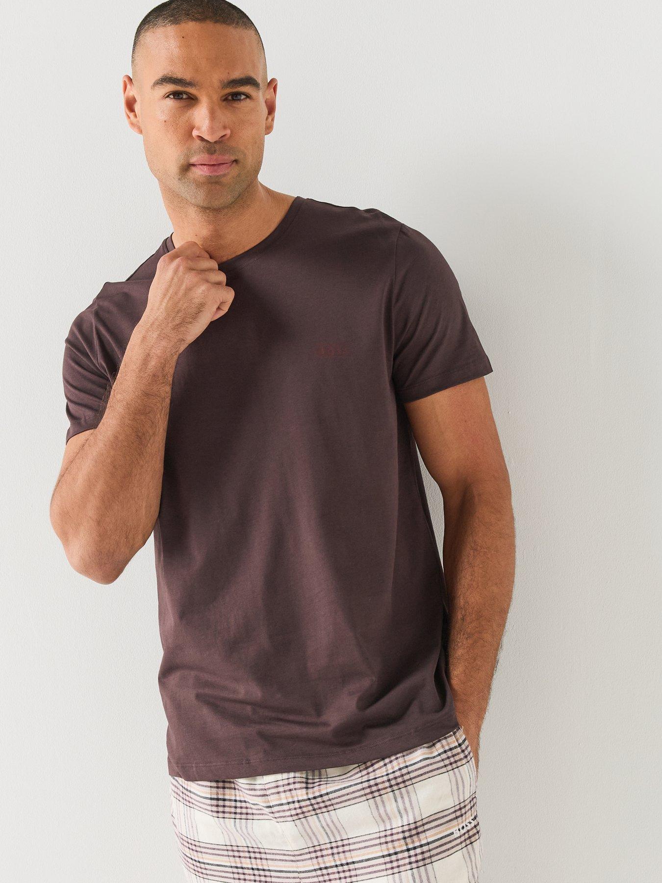 Image 5 of 7 of BOSS Mens RN 365 Cotton Jersey Logo Loungewear T-Shirt - Brown