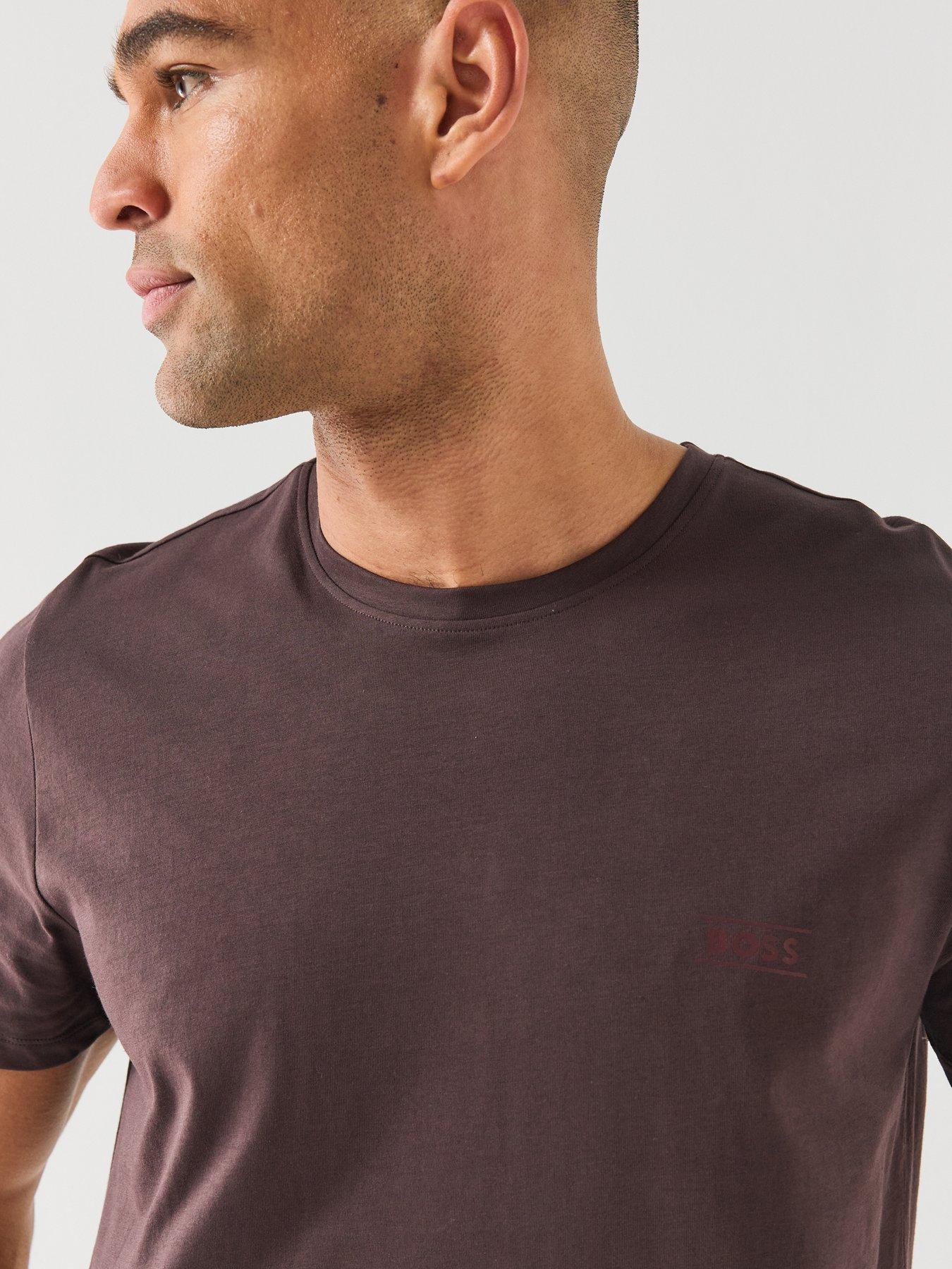 Image 6 of 7 of BOSS Mens RN 365 Cotton Jersey Logo Loungewear T-Shirt - Brown