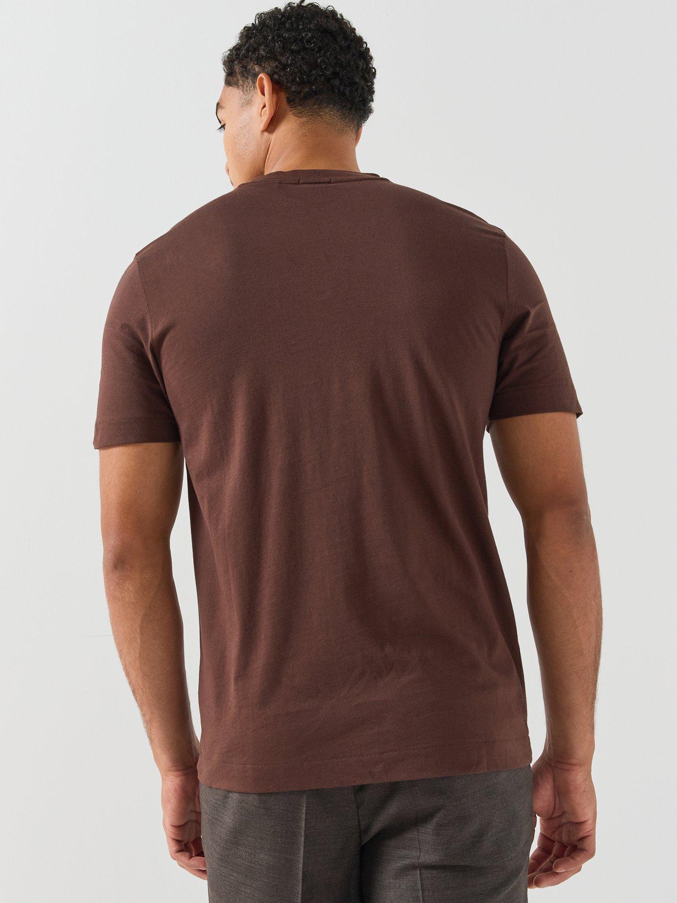 Image 2 of 4 of BOSS Mens Thompson 01 Regular Fit Chest Logo T-Shirt - Brown