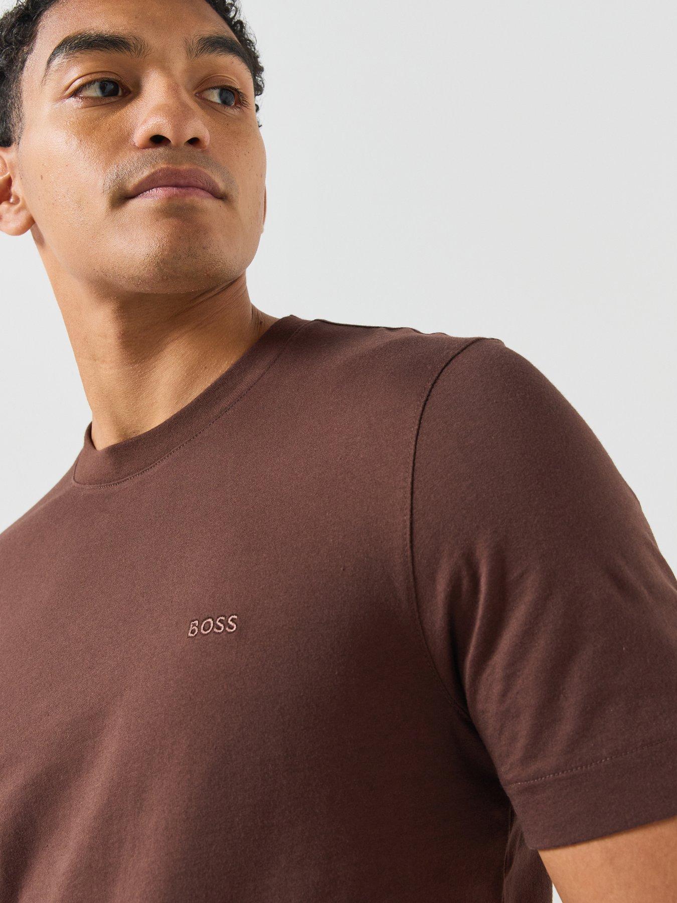 Image 4 of 4 of BOSS Mens Thompson 01 Regular Fit Chest Logo T-Shirt - Brown