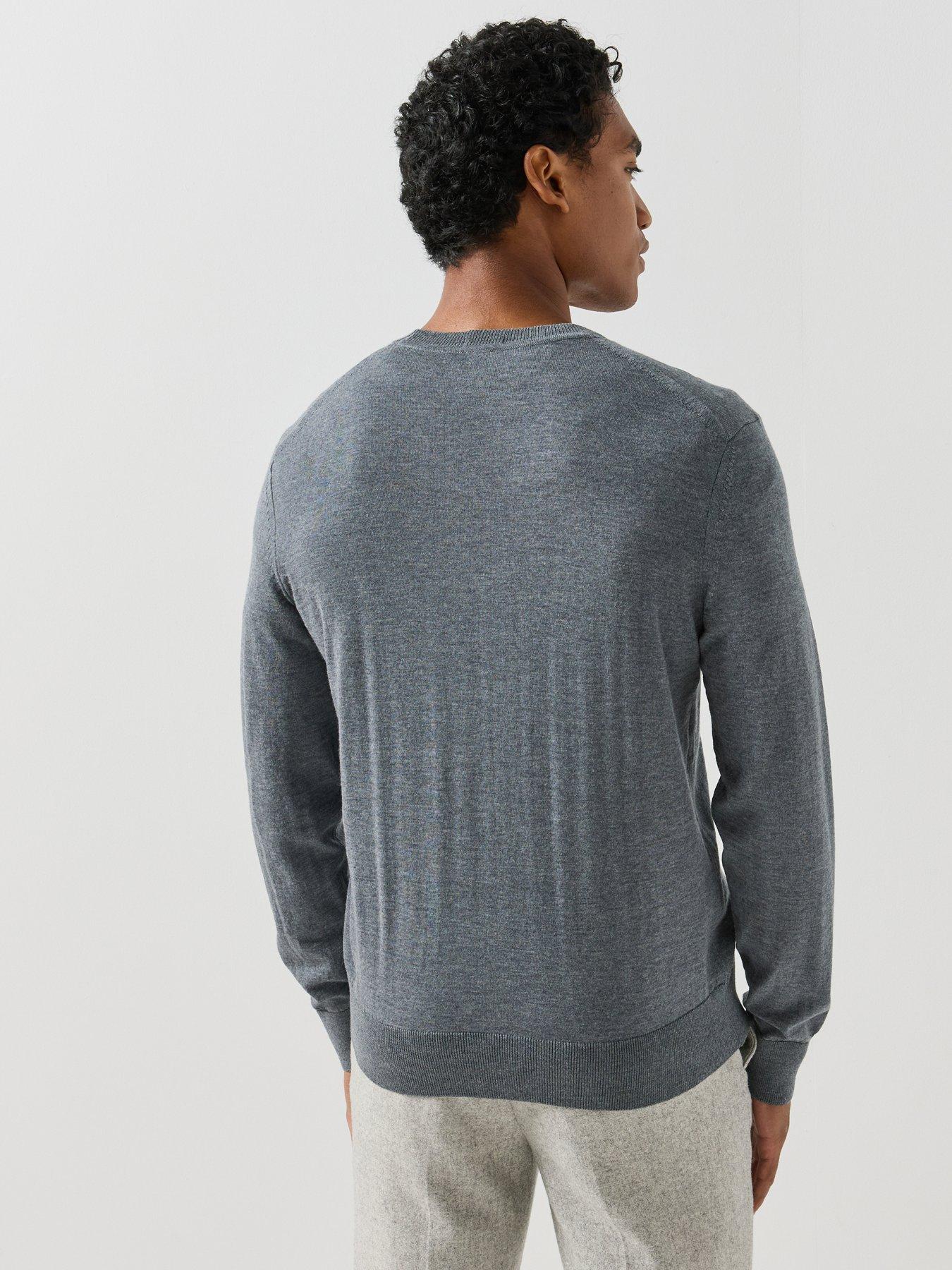 Image 2 of 6 of BOSS Mens H-Melba V Neck Knitted Jumper - Grey