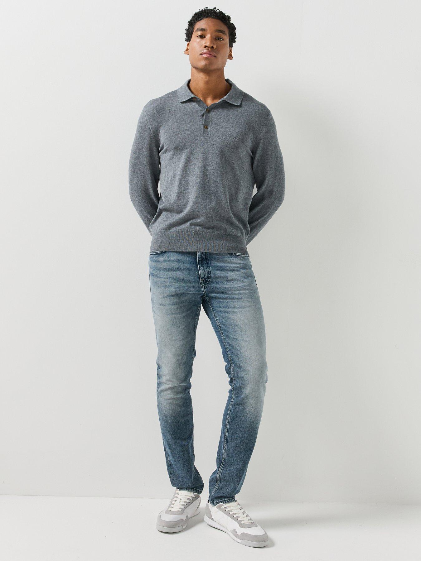 Image 3 of 6 of BOSS Mens H-Lancione-L Virgin Wool Long Sleeve Polo Shirt - Grey